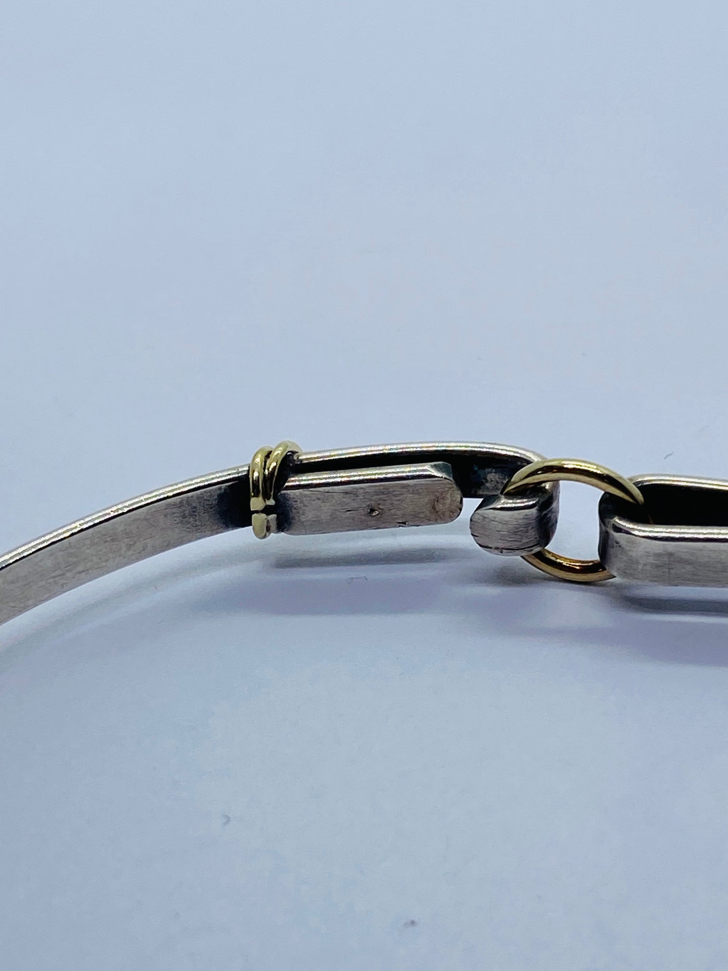 RARE XXL Tiffany & Co. Sterling Silver 18K Yellow Gold Circle Bangle Bracelet