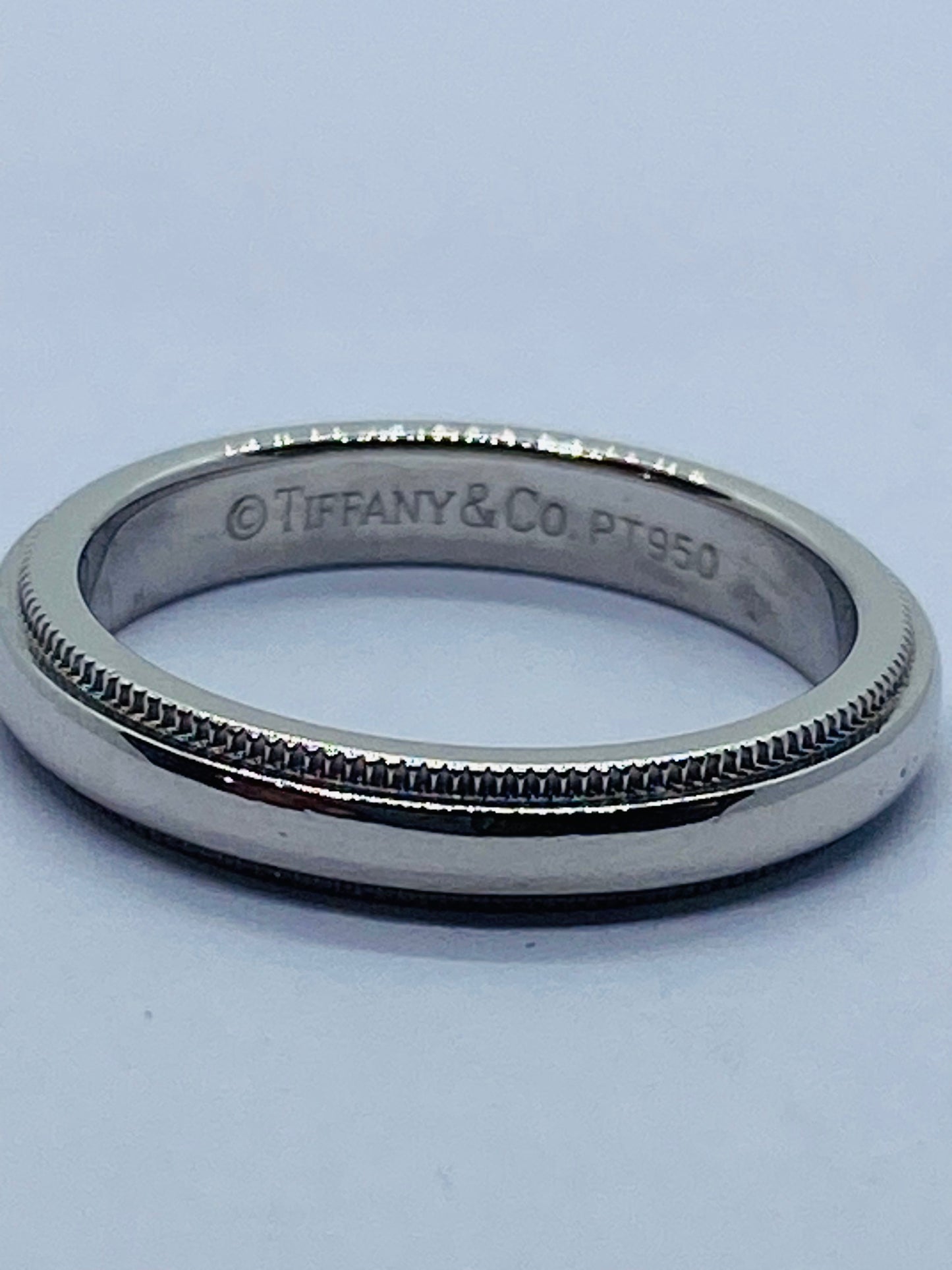 TIFFANY & CO PLATINUM 950 Double MILGRAIN WEDDING BAND 3MM SIZE 4