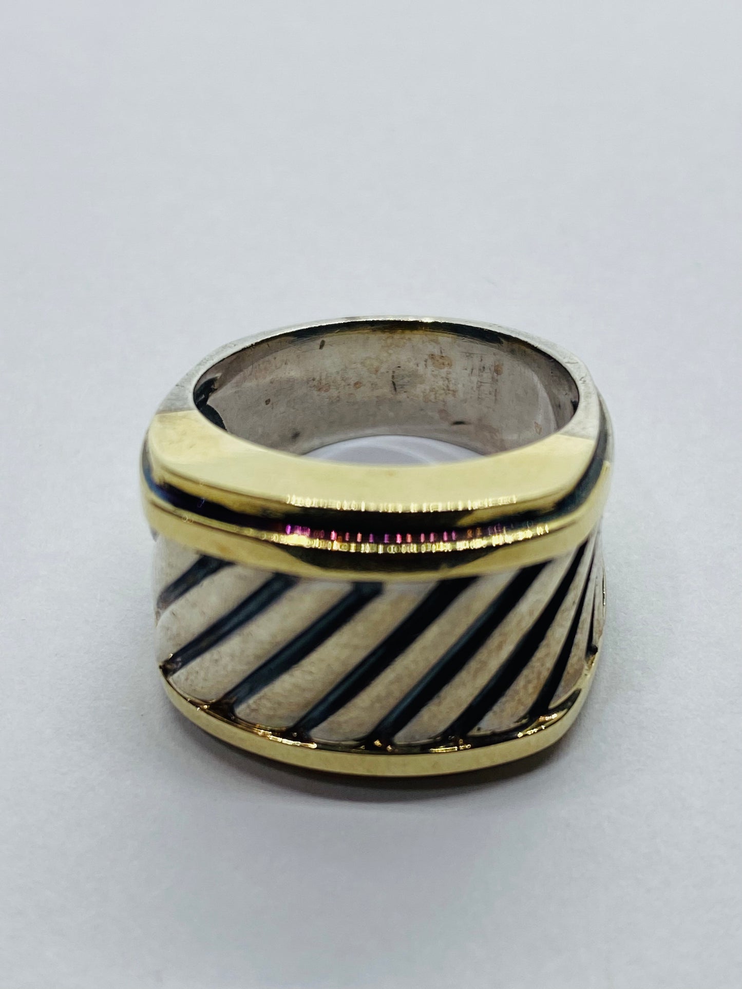 David Yurman Thoroughbred Ring 14K Gold Sterling Silver Cigar Cable Size 5.75