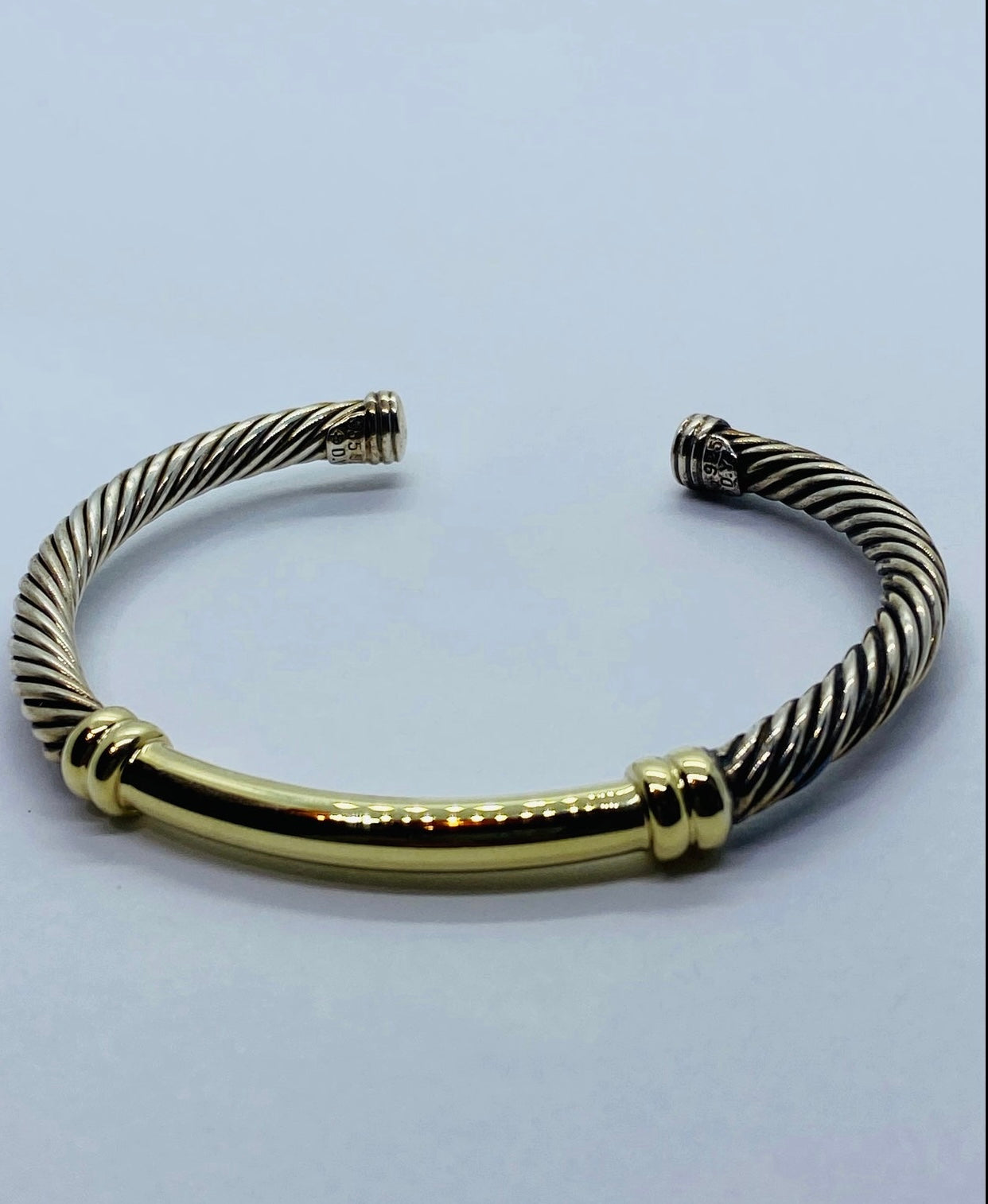 AUTHENTIC DAVID YURMAN SOLID 14K GOLD & STERLING SILVER CABLE BRACELET METRO