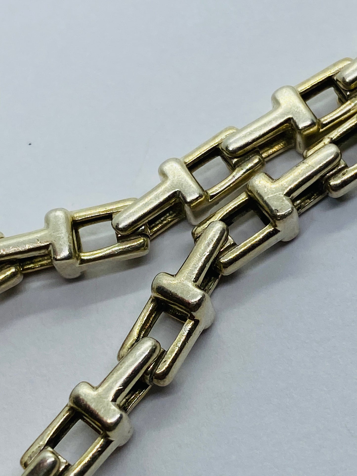 Retired Rare Tiffany & Co. T Link Bracelet Sterling Silver Narrow Silver 7.4”