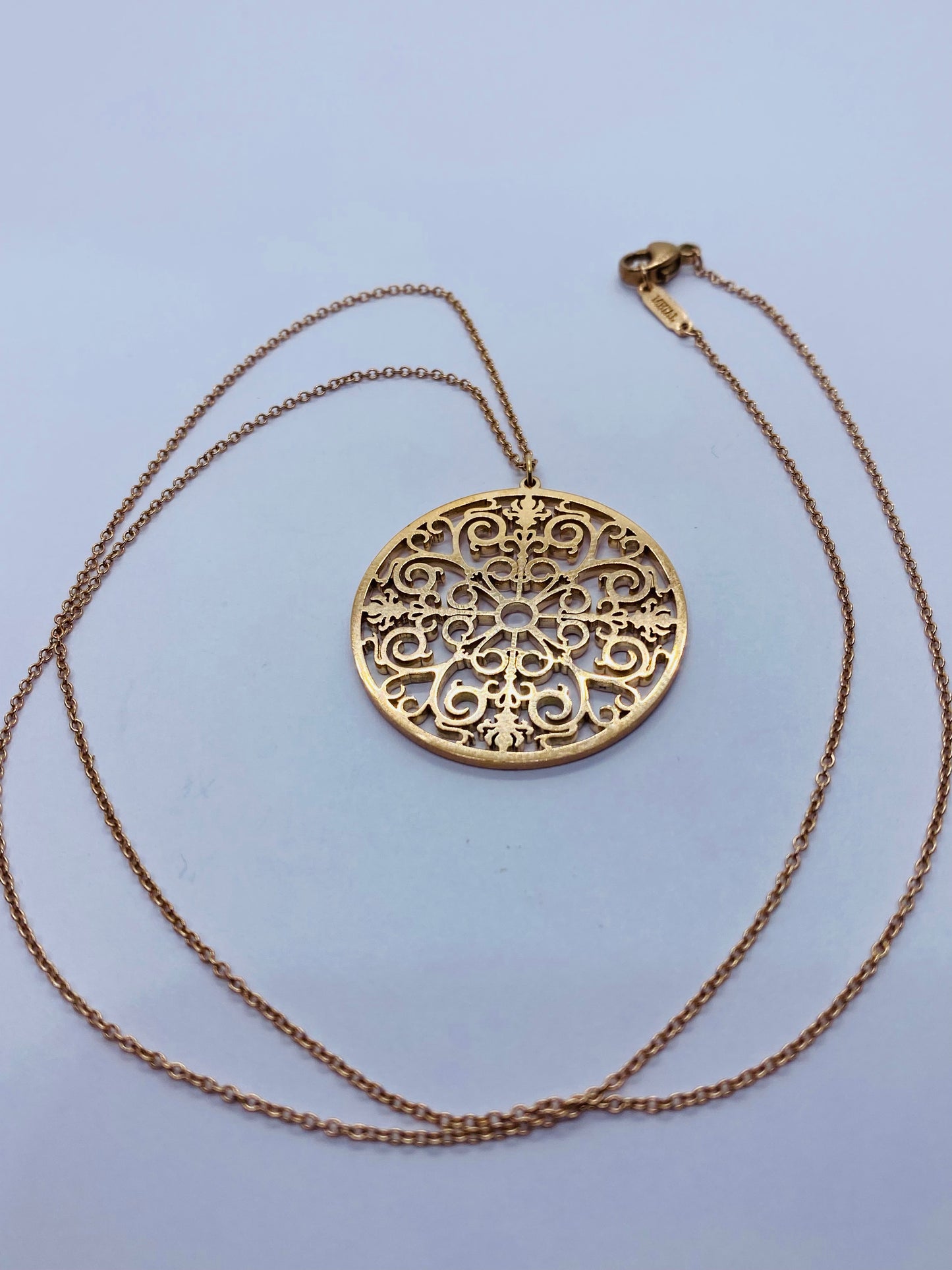 Tiffany & Co. Pink Rubedo Metal Enchant Circle Pendant Necklace 20"