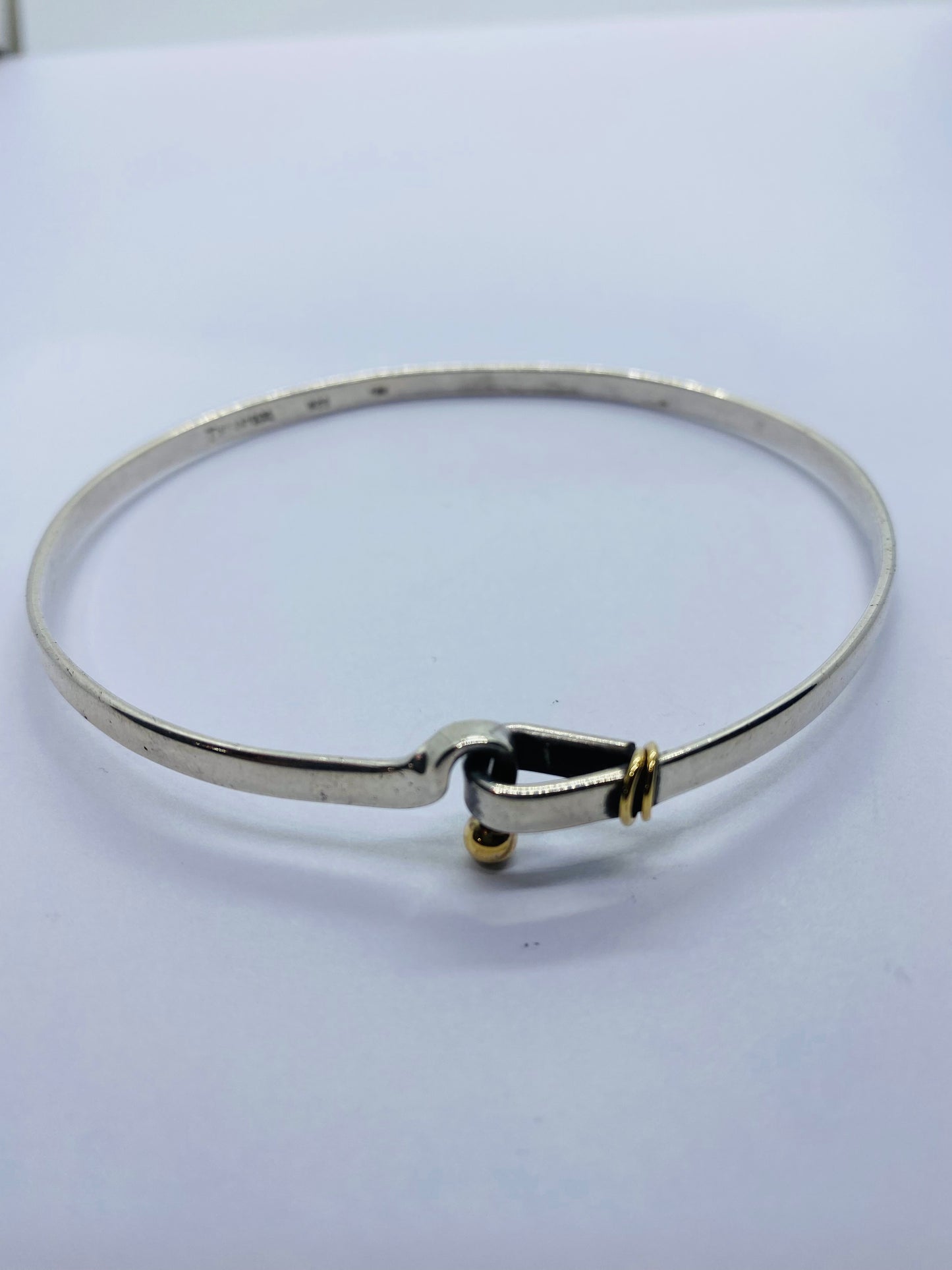RARE XXL Tiffany & Co. Vintage 925/18k Hook Bangle Bracelet 9.5” 3.1” Diameter