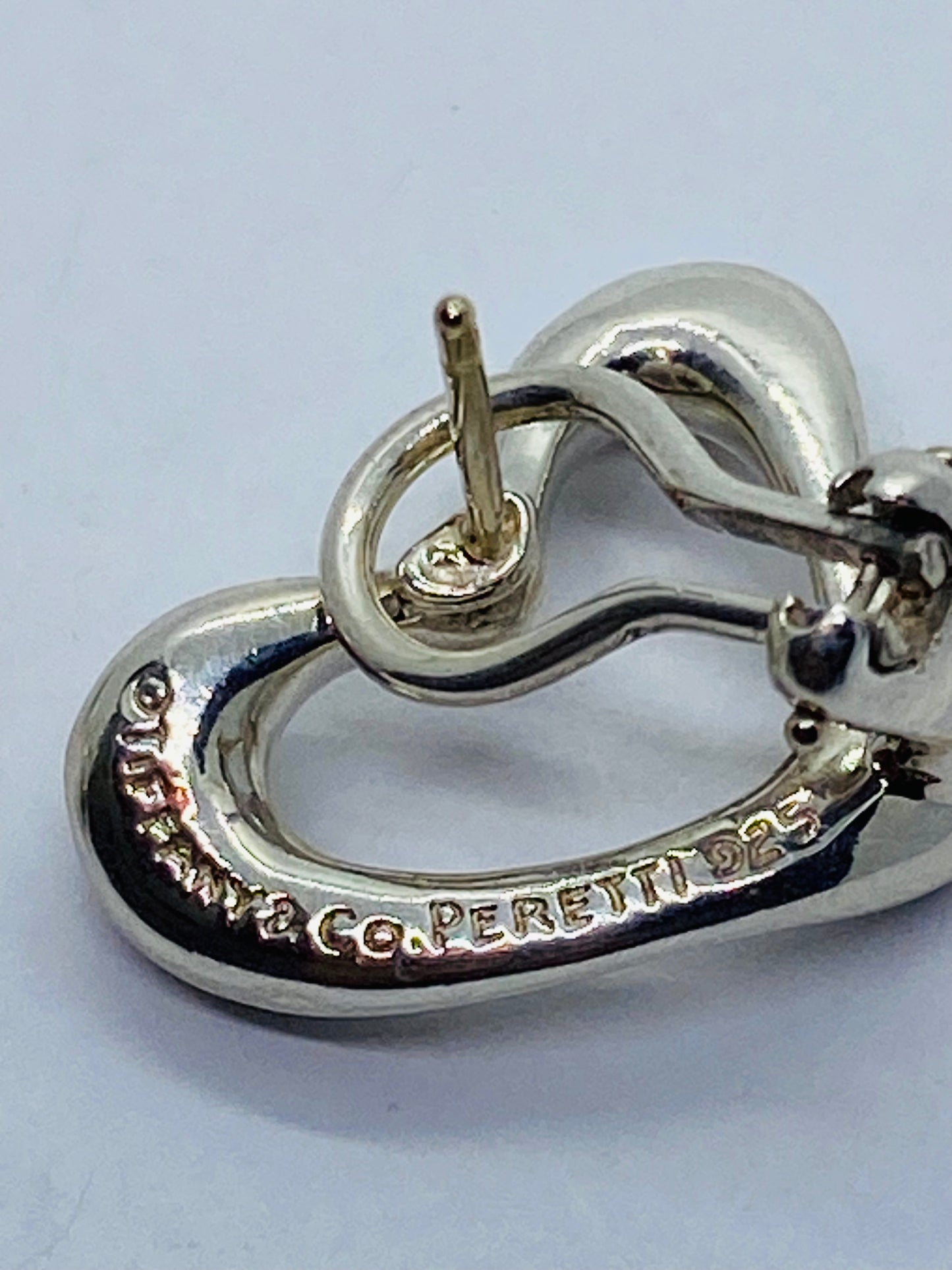 Tiffany & Co RARE Silver 925 Elsa Peretti Open Heart Clip On Earrings 18K Post