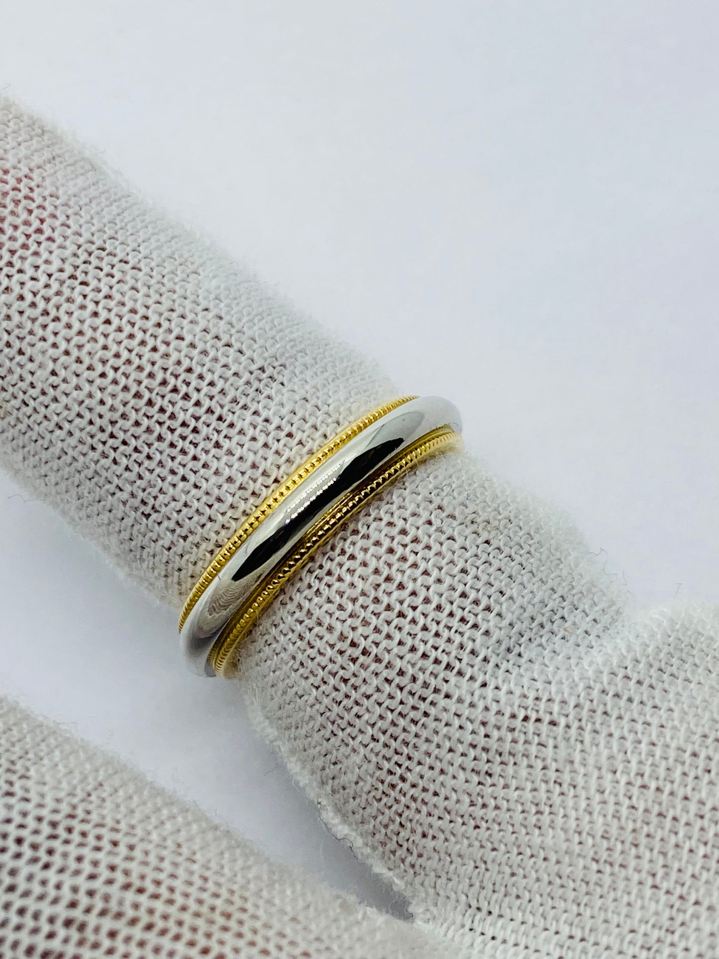 Tiffany & Co Milgrain Band Ring In Platinum & 18k Yellow Gold Size 4.5