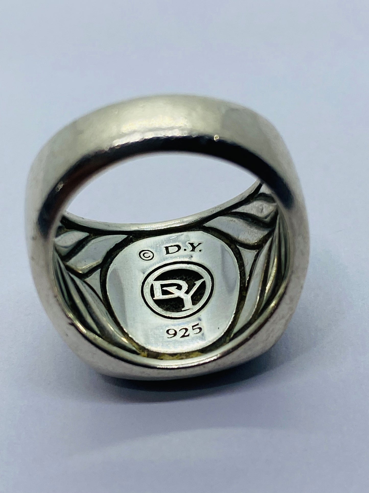 David Yurman Sterling Silver 17mm Black Onyx Signet Ring Size 11