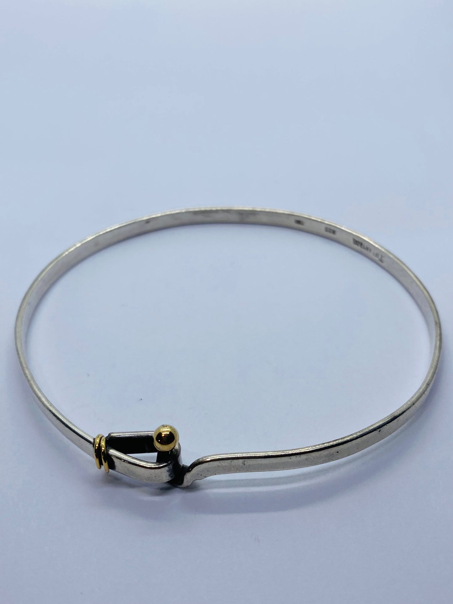 RARE XXL Tiffany & Co. Vintage 925/18k Hook Bangle Bracelet 9.5” 3.1” Diameter