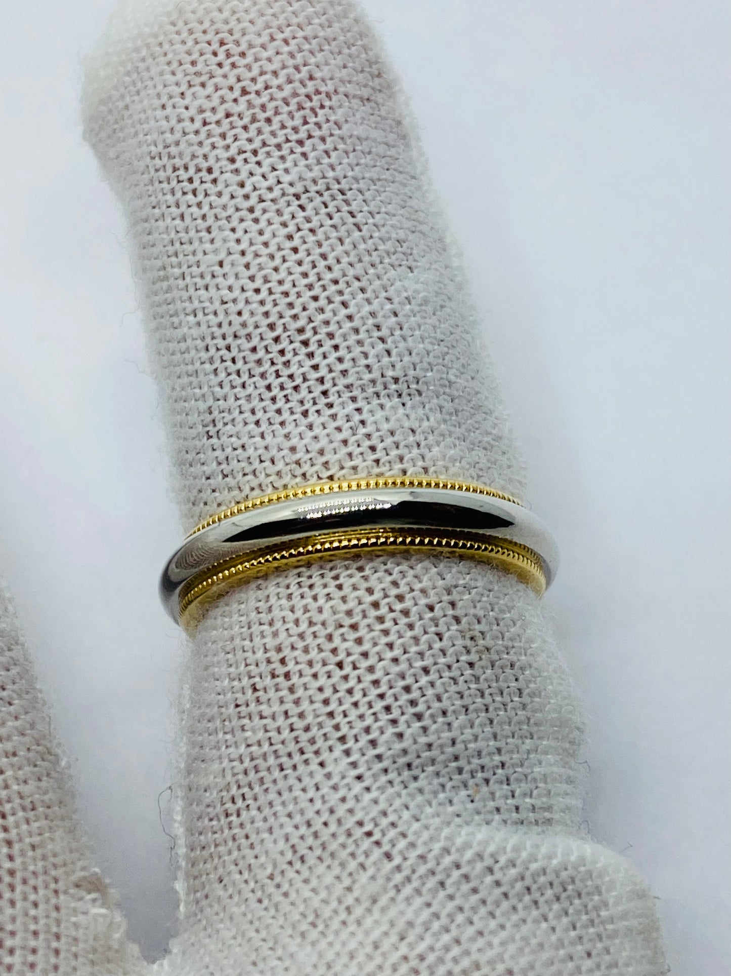 Tiffany & Co Milgrain Band Ring In Platinum & 18k Yellow Gold Size 4.5
