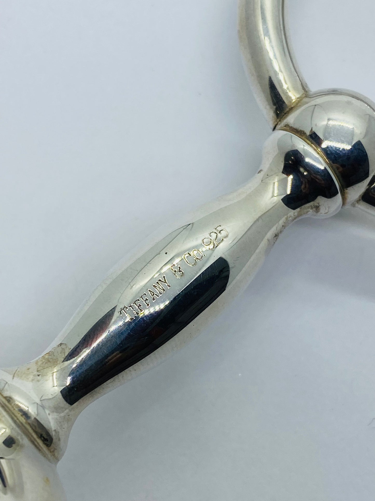 Large TIFFANY & Co Sterling Barbell Rattle Teether 5.5” Inches with Pouch