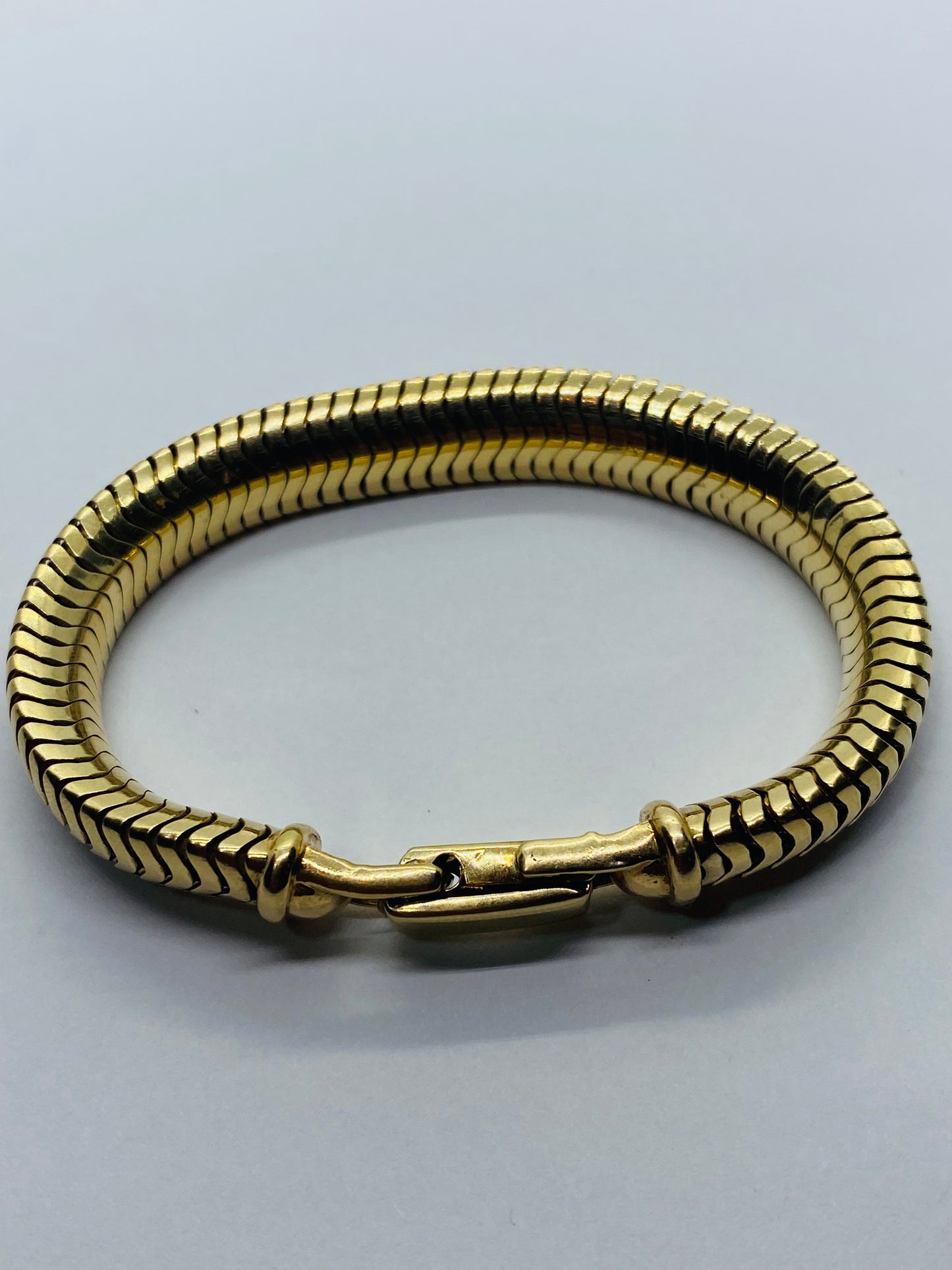 VINTAGE TIFFANY & CO 14k GOLD BRACELET SNAKE FLEX 9.5MM WIDE 6 5/8” Long