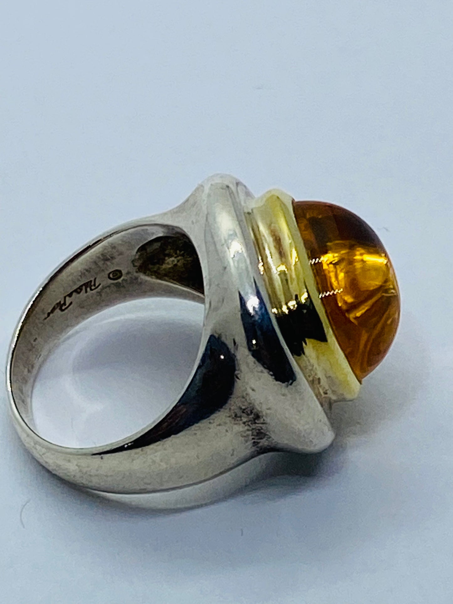 Tiffany & Co Sugar Loaf PALOMA PICASSO Sterling Silver 18k 750 Gold Citrine Ring