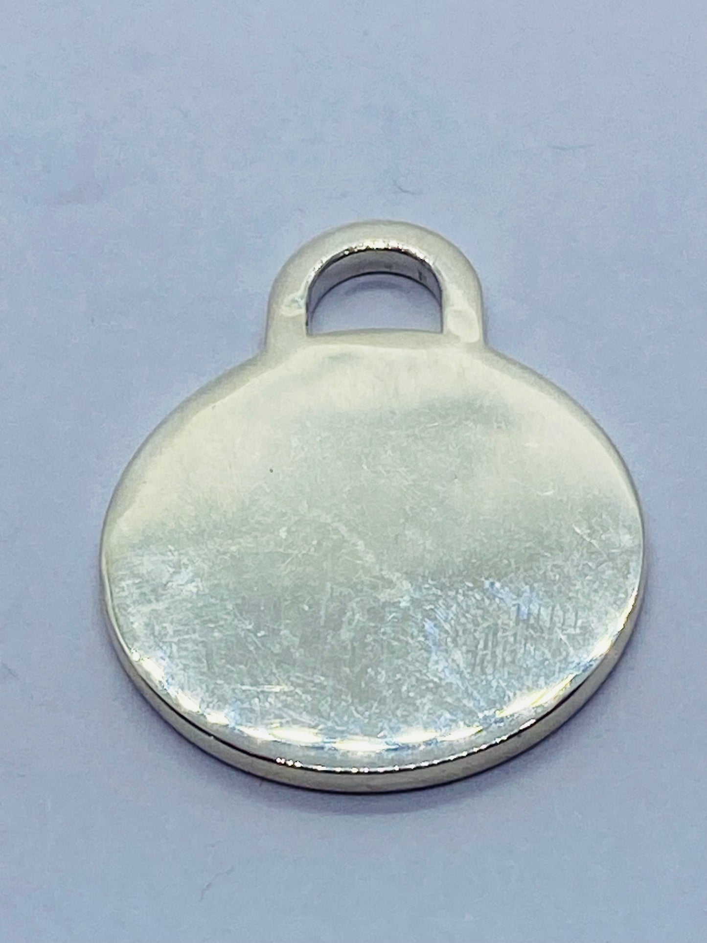 Tiffany & Co Medium Engravable Blank Round Tag Mens Pendant Sterling Silver
