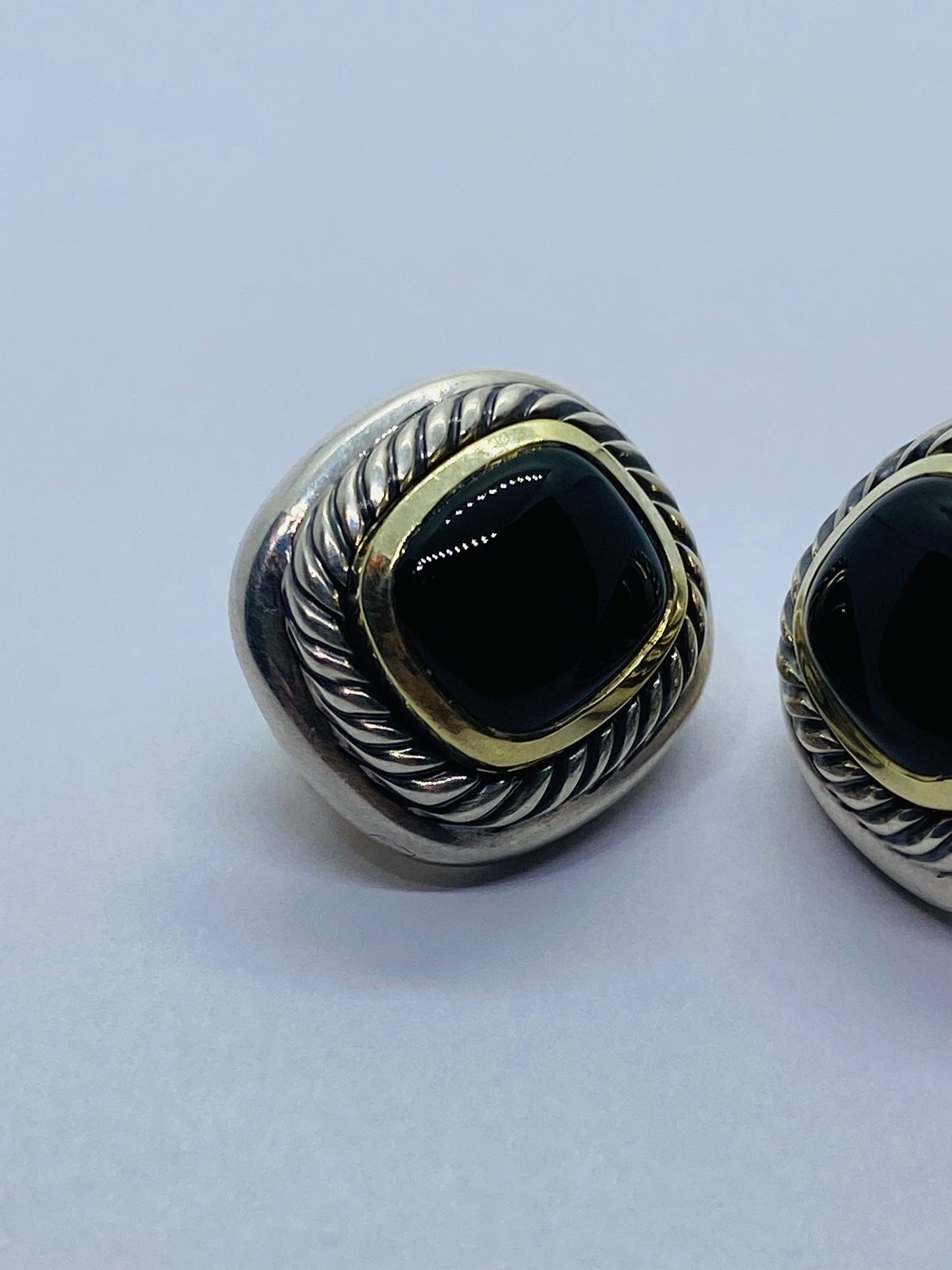 David Yurman Albion ONYX Two-Tone 14K Gold & 925 Sterling Silver Earrings 20mm