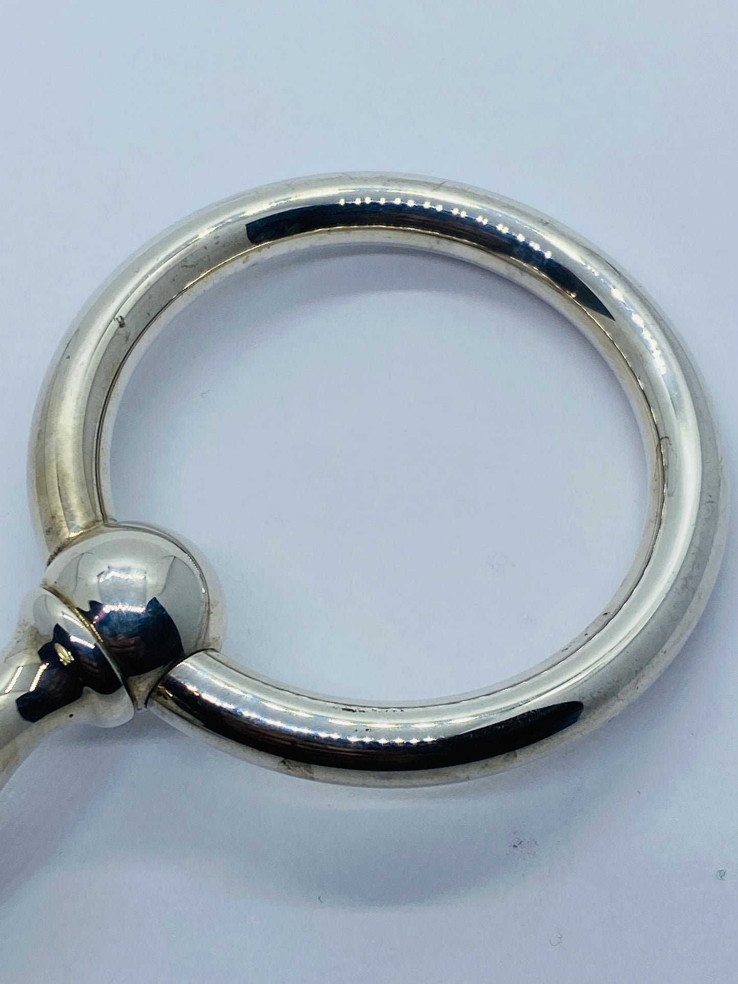 Large TIFFANY & Co Sterling Barbell Rattle Teether 5.5” Inches with Pouch