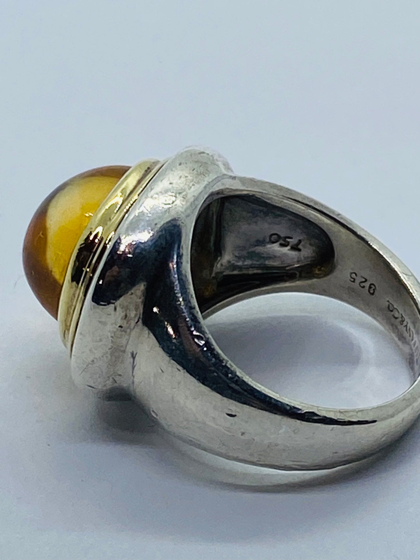 Tiffany & Co Sugar Loaf PALOMA PICASSO Sterling Silver 18k 750 Gold Citrine Ring