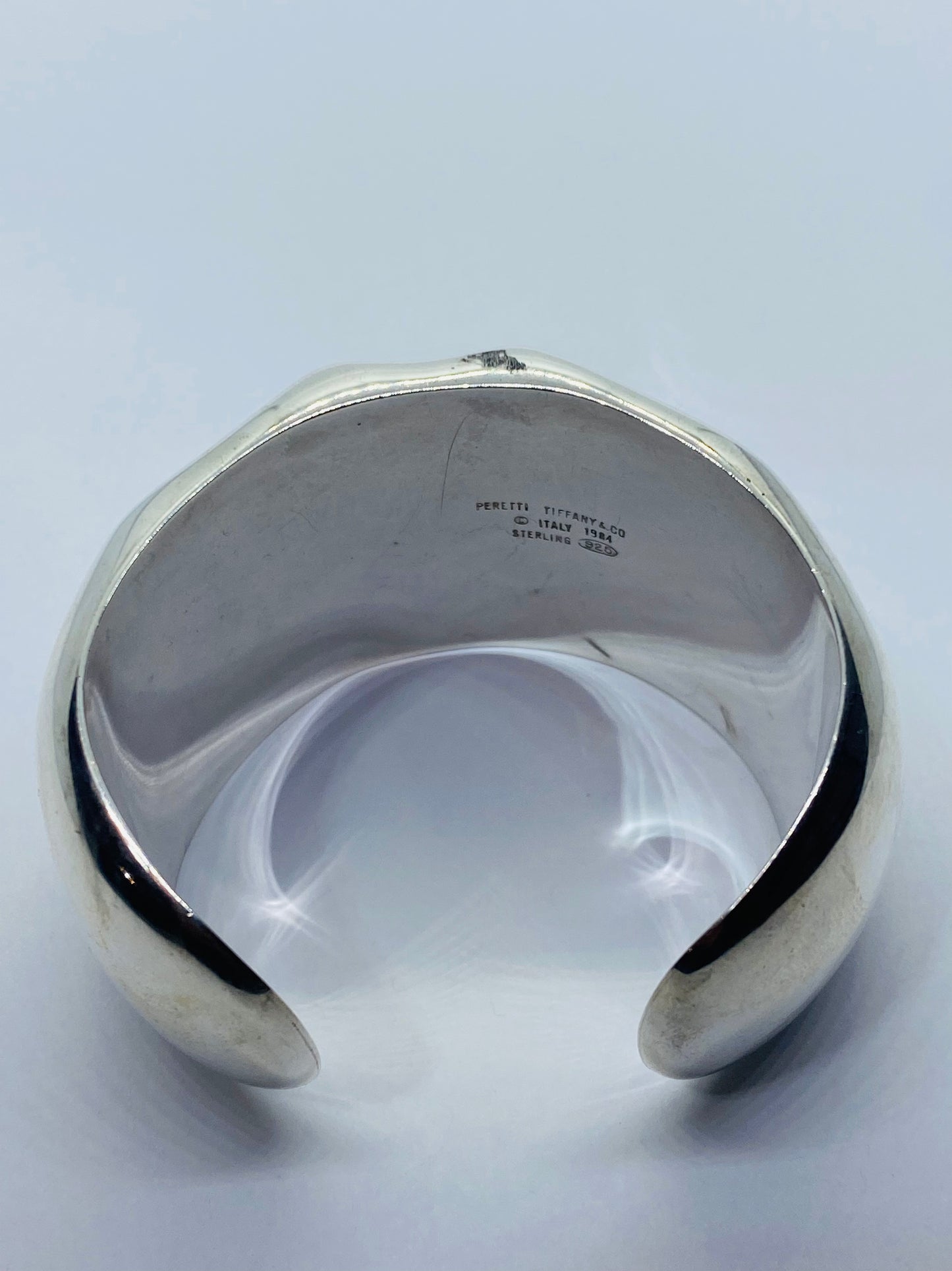 $1450 1984 Tiffany & Co. Elsa Peretti Faceted Sterling Silver Cuff Bracelet