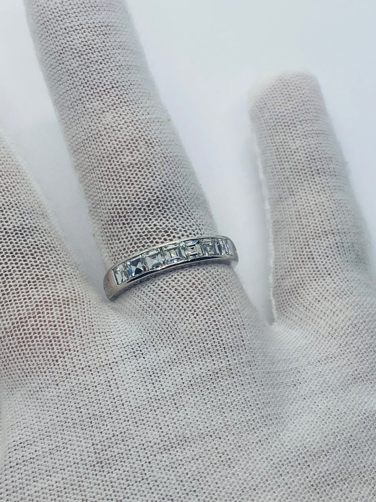Tiffany & Co. 1.40CT 7 Diamond Platinum Square Cut Wedding Band Ring Size 9