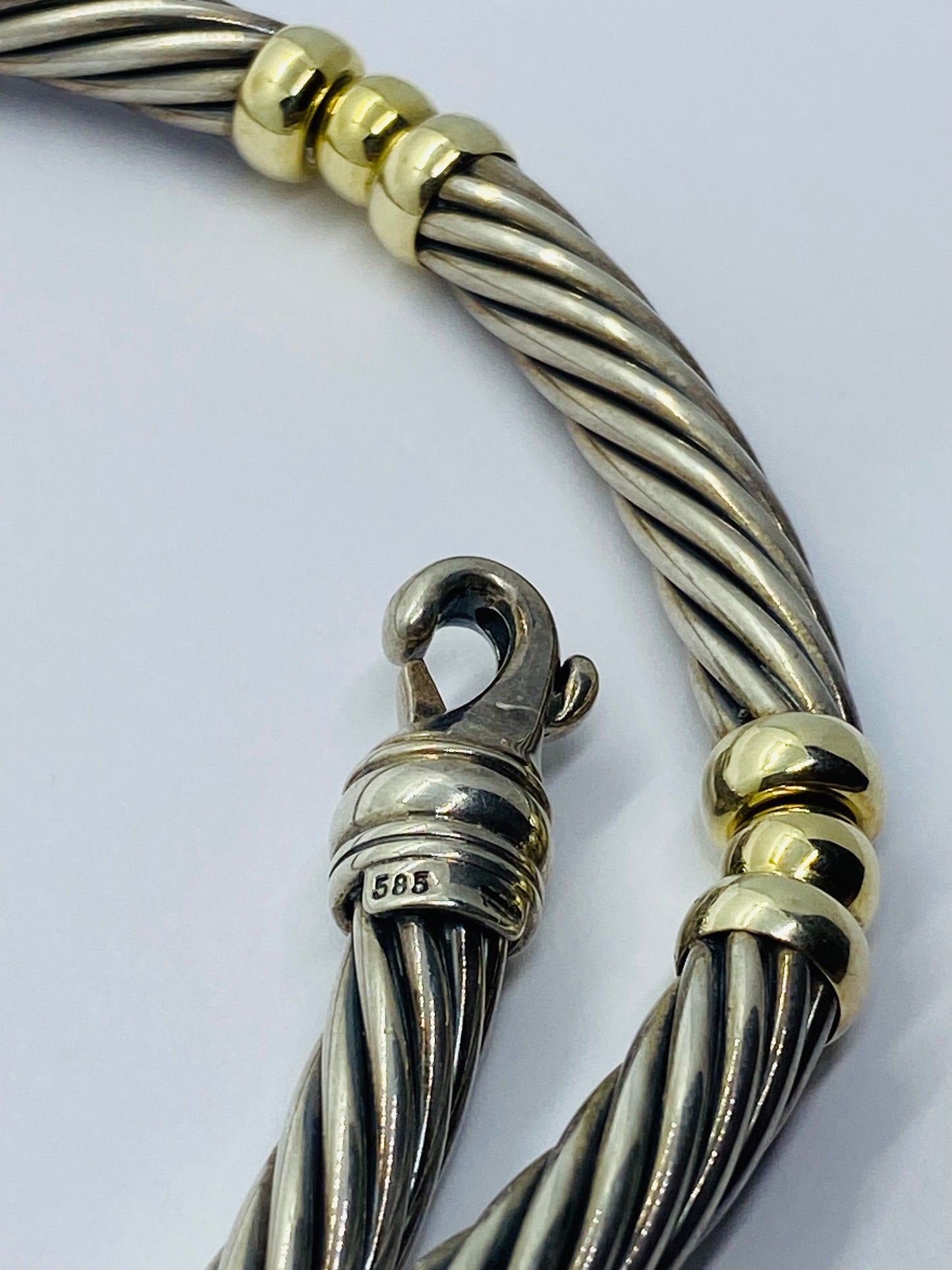 DAVID YURMAN 14K GOLD & SILVER 6 STATION CABLE NECKLACE 16.5” 50 GRAMS 5MM CABLE