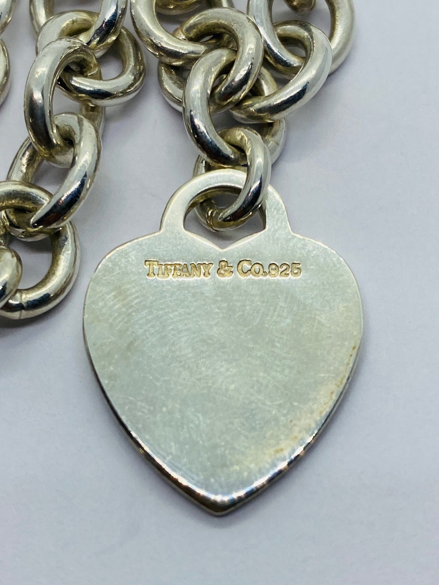 Tiffany & Co Sterling Silver Engravable Blank Heart Tag Necklace Original Box 17.25"