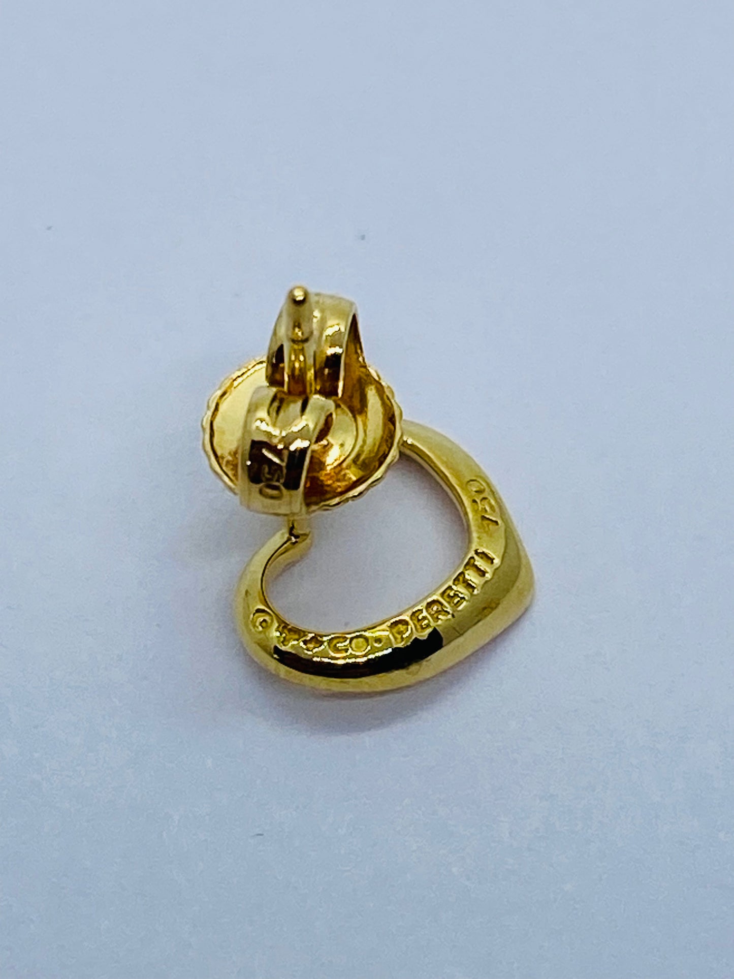 Tiffany & Co. Elsa Peretti 18K Yellow Gold Open Heart Stud Earrings READ
