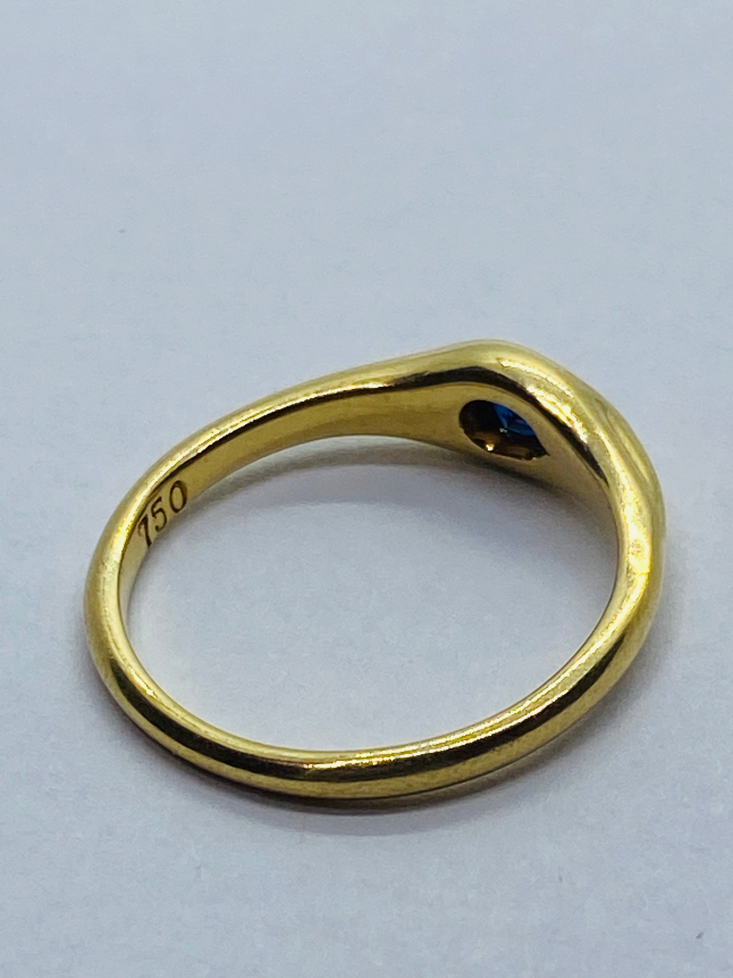 TIFFANY & CO. Blue Pear Shape Sapphire 18k Yellow Gold Authentic Size 4