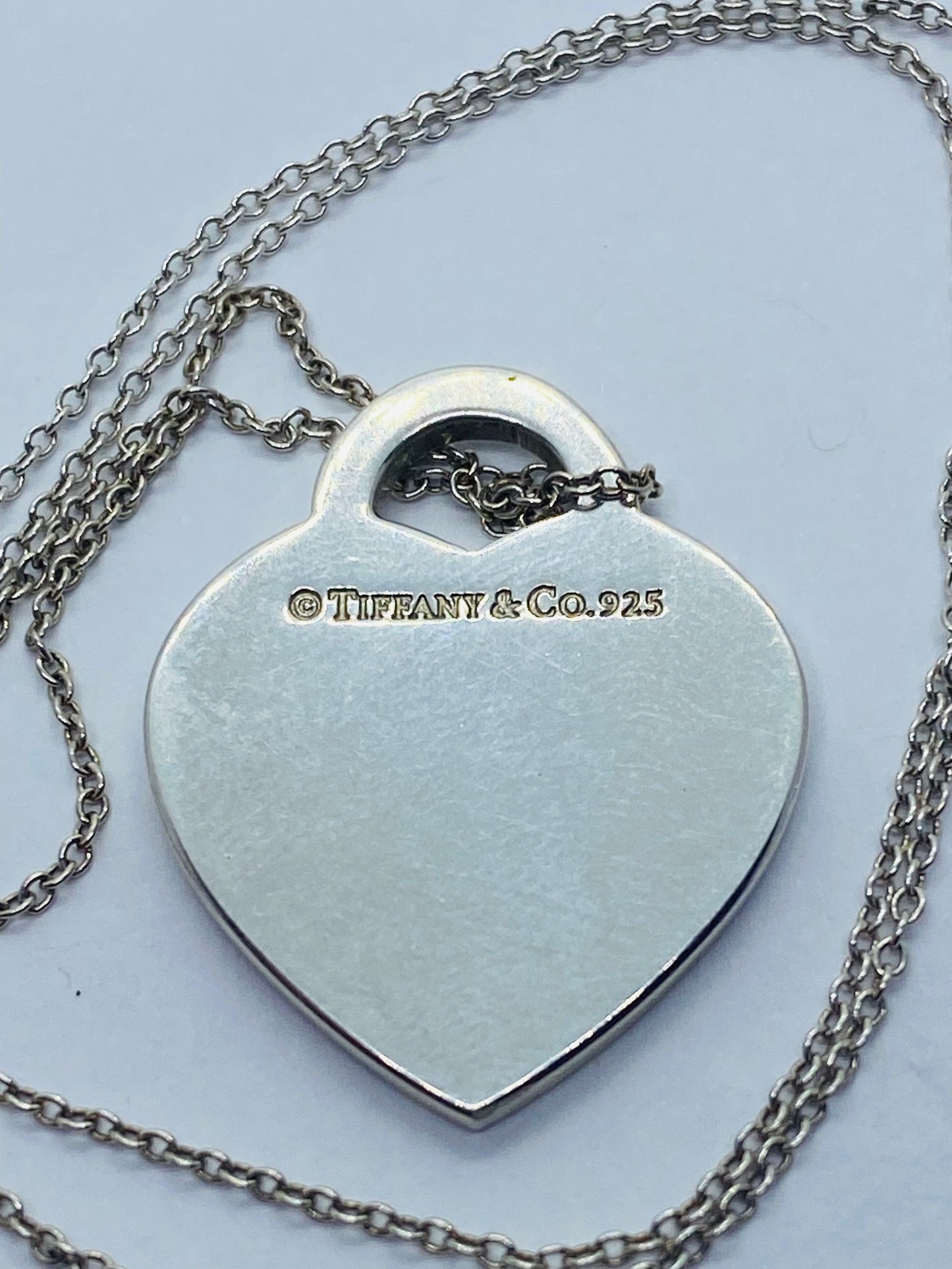 Tiffany & Co Sterling Silver Heart I Love You Notes Pendant 16.5” Necklace