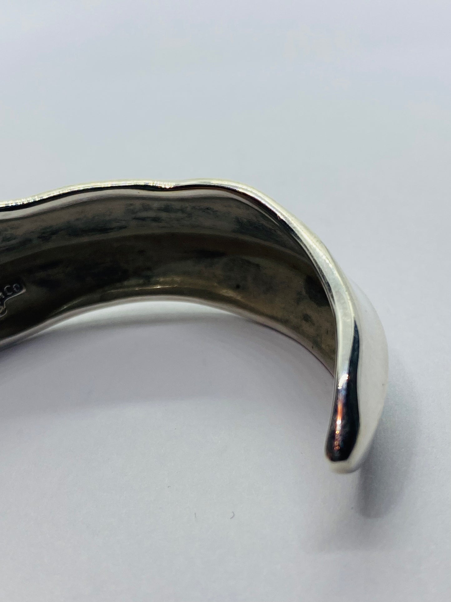 Tiffany & Co. Sterling Silver Nature Leaf Cuff Bangle Bracelet 925 6”