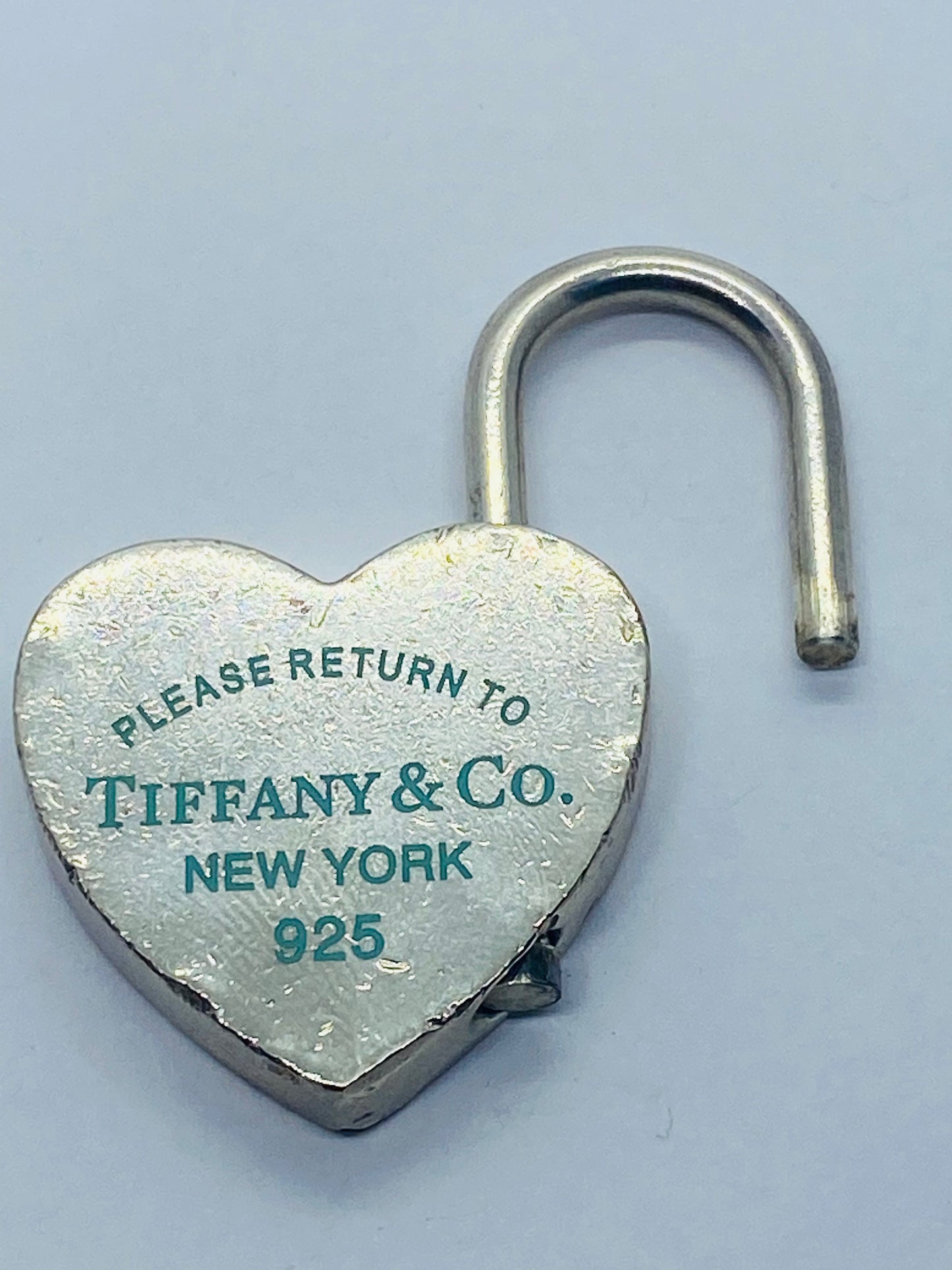 GIANT Tiffany & Co Blue Enamel Heart Padlock Please Return to Tiffany & Co NY 2”