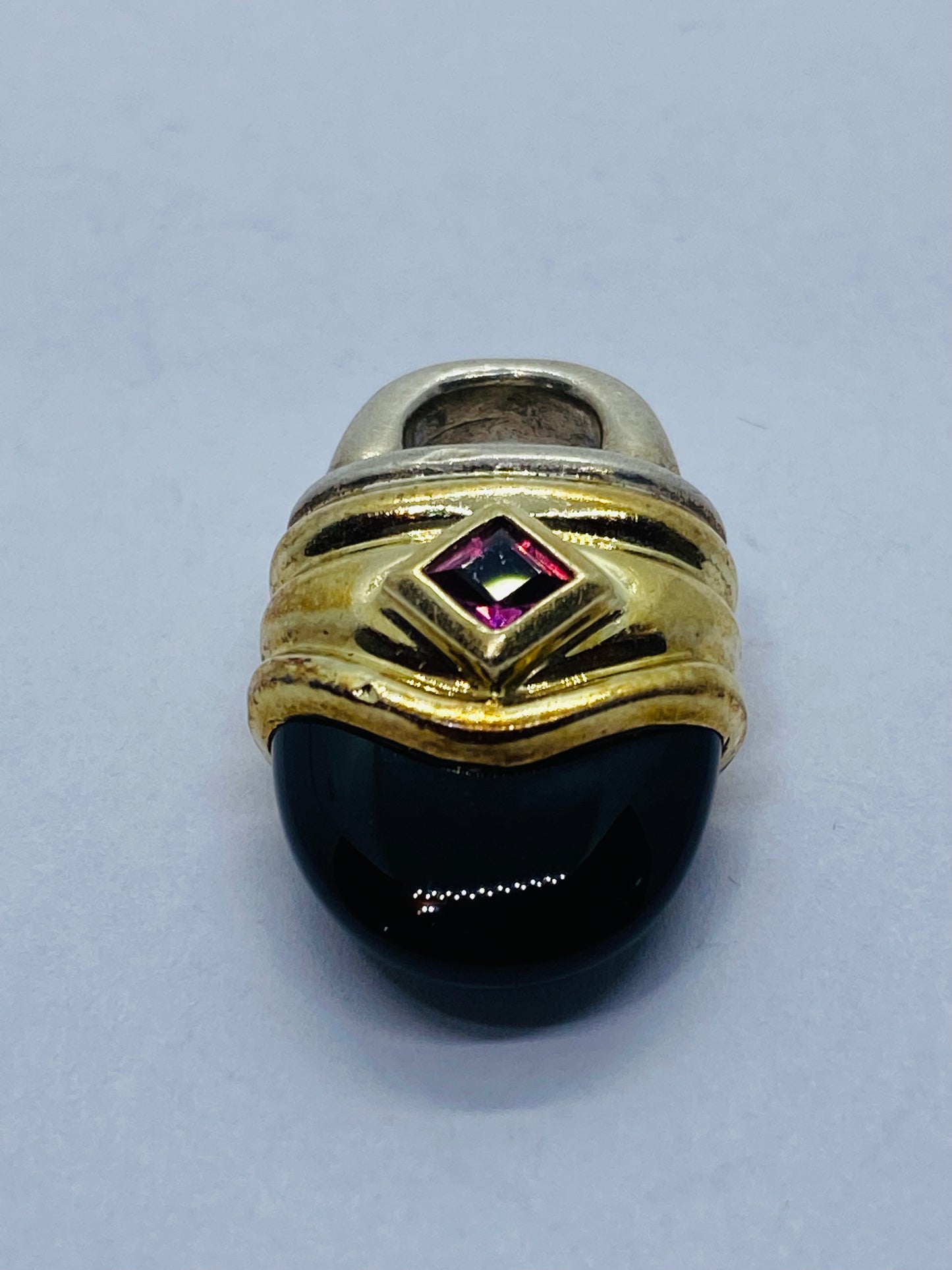 Rare David Yurman Tourmaline Black Onyx Renaissance Pendant in 14k Gold 925