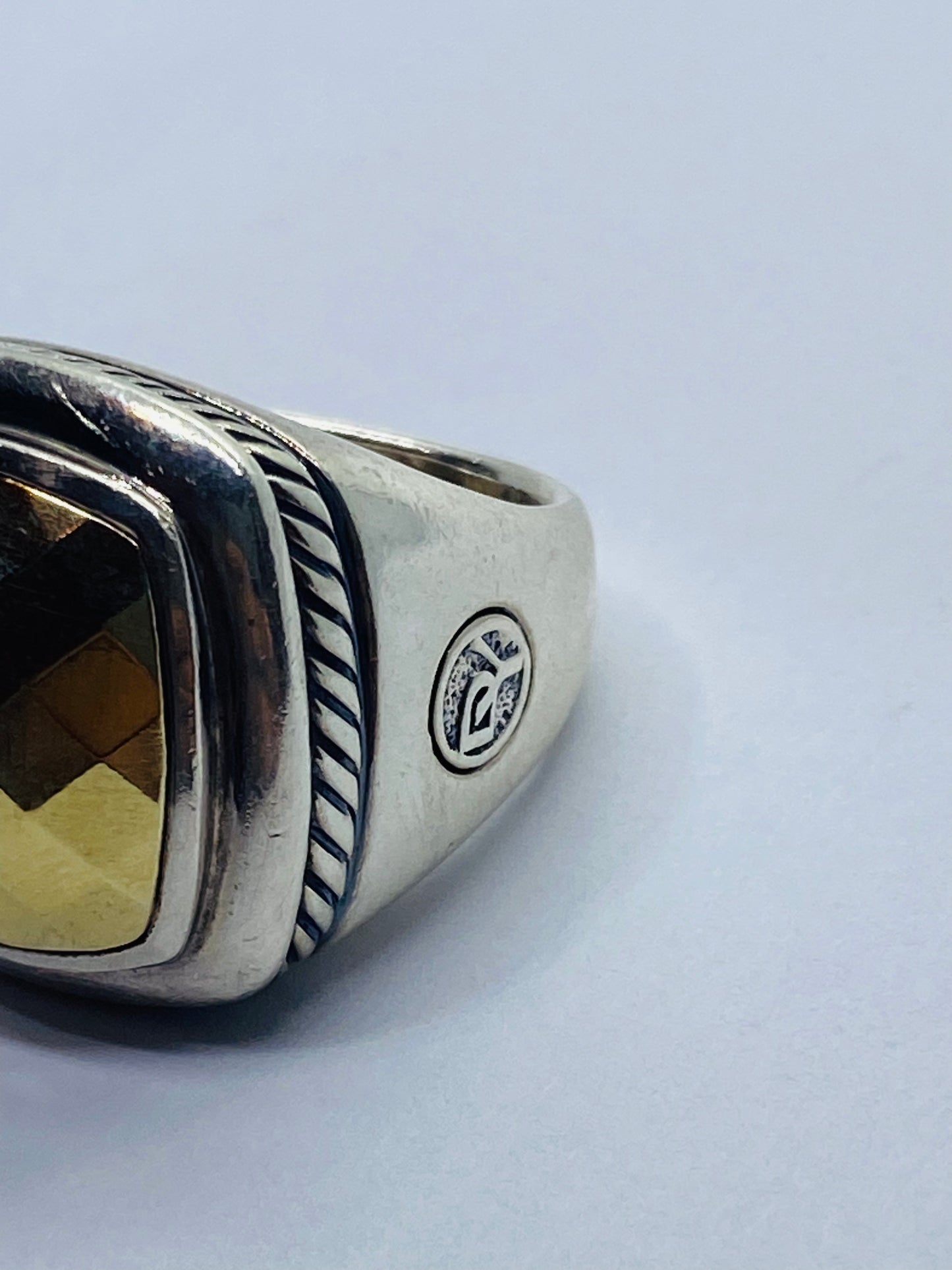 David Yurman Albion Faceted Dome Ring in 18kt Gold/Sterling Size 6