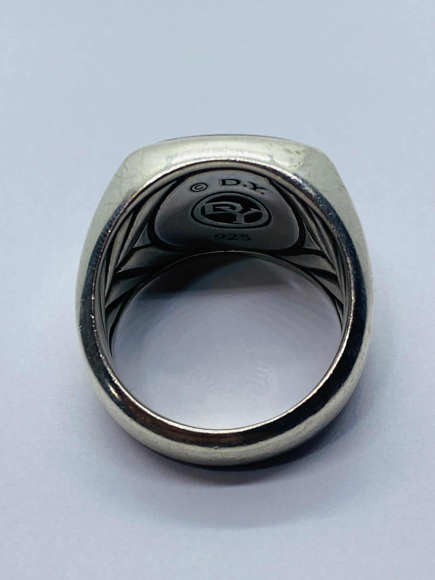David Yurman Sterling Silver 17mm Black Onyx Signet Ring Size 11