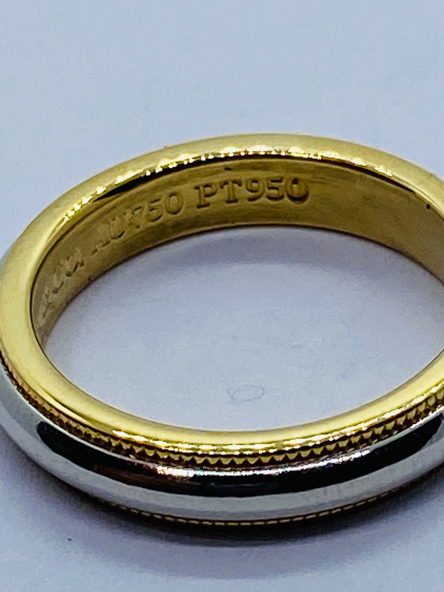Tiffany & Co Milgrain Band Ring In Platinum & 18k Yellow Gold Size 3.5