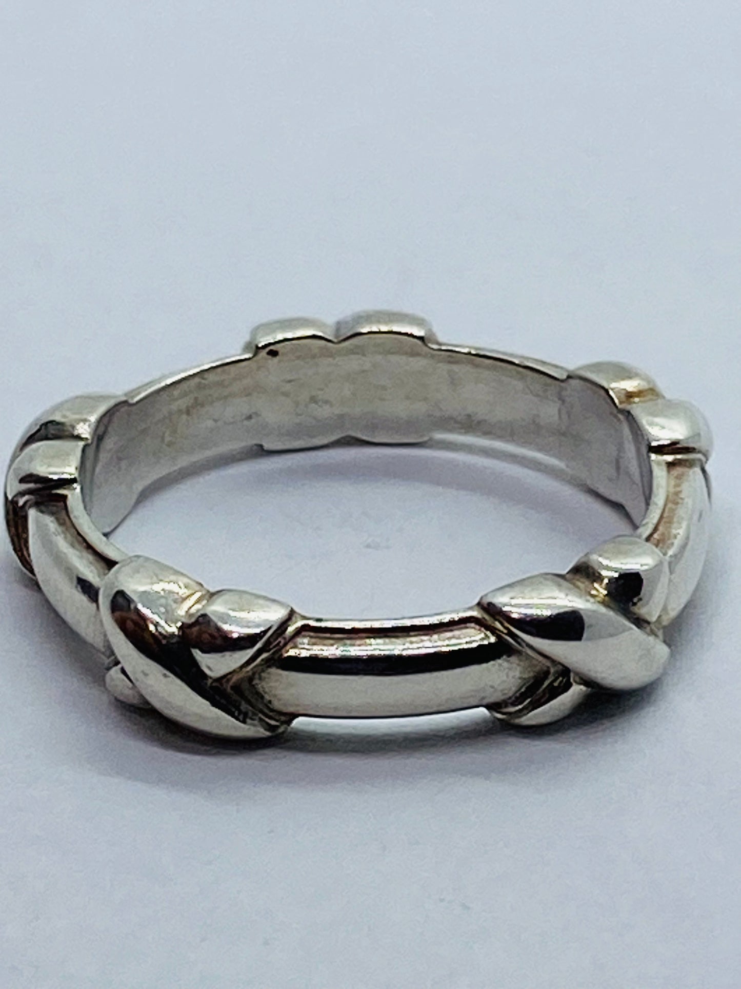 Tiffany & Co Silver Signature X Stacking Ring Band Sz 7.25
