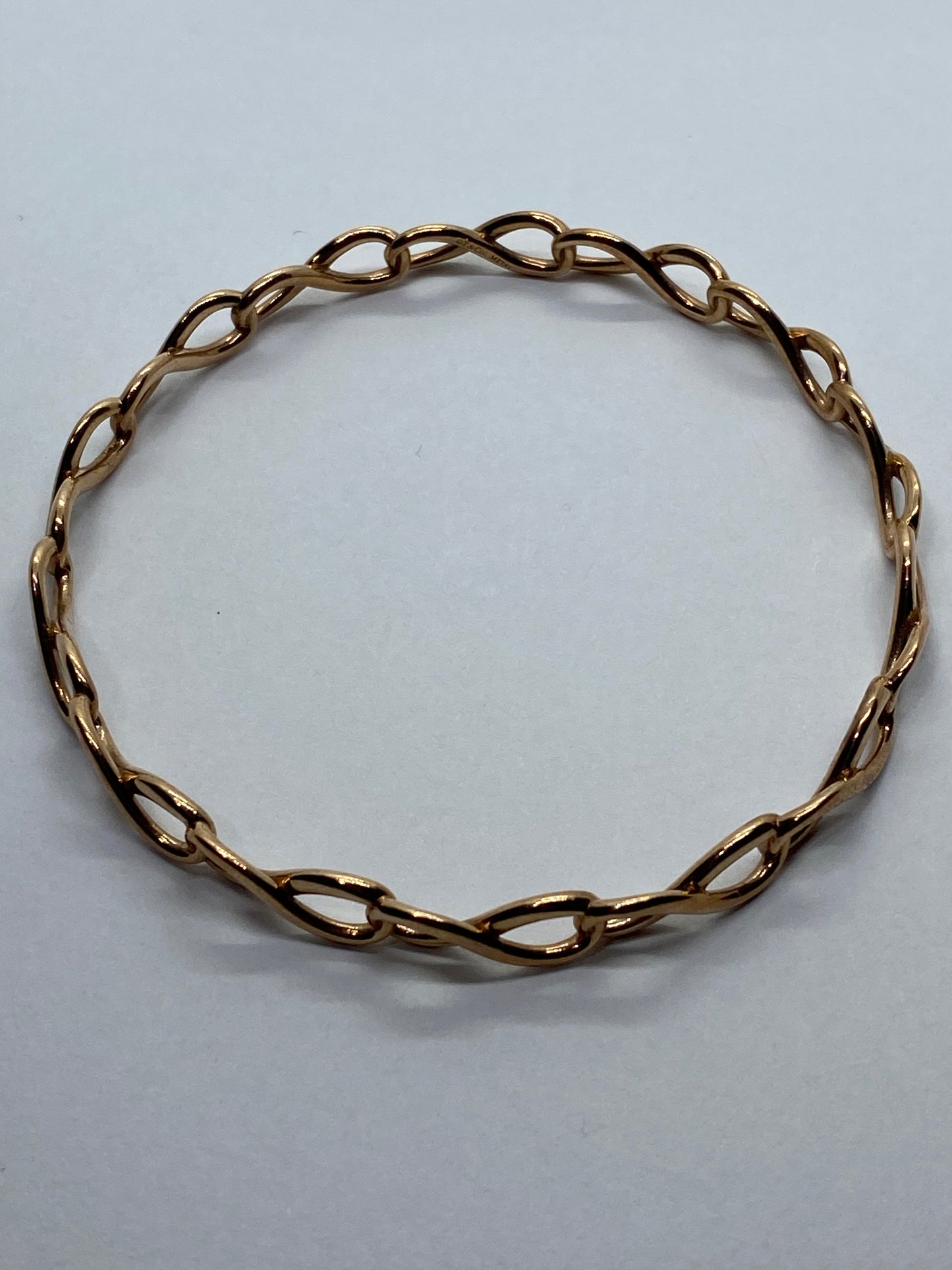 Rare Tiffany & Co Infinity Rubedo Bangle 8" Bracelet w Box/ Pouch 6.5mm Wide