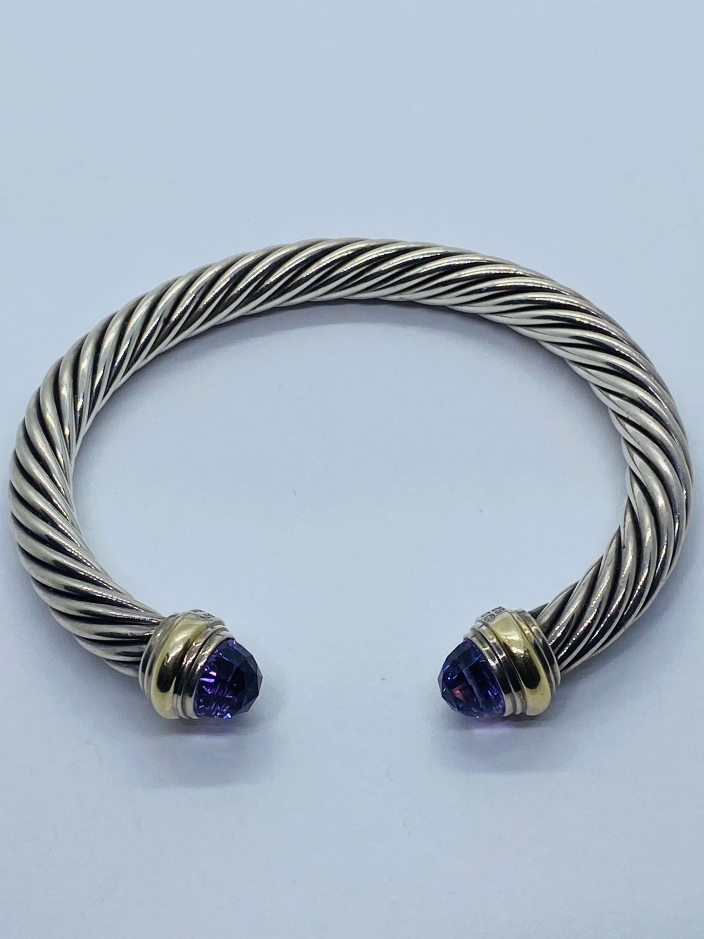 7MM David Yurman Cable Classic Bracelet Amethyst 14K Yellow Gold 2.25”