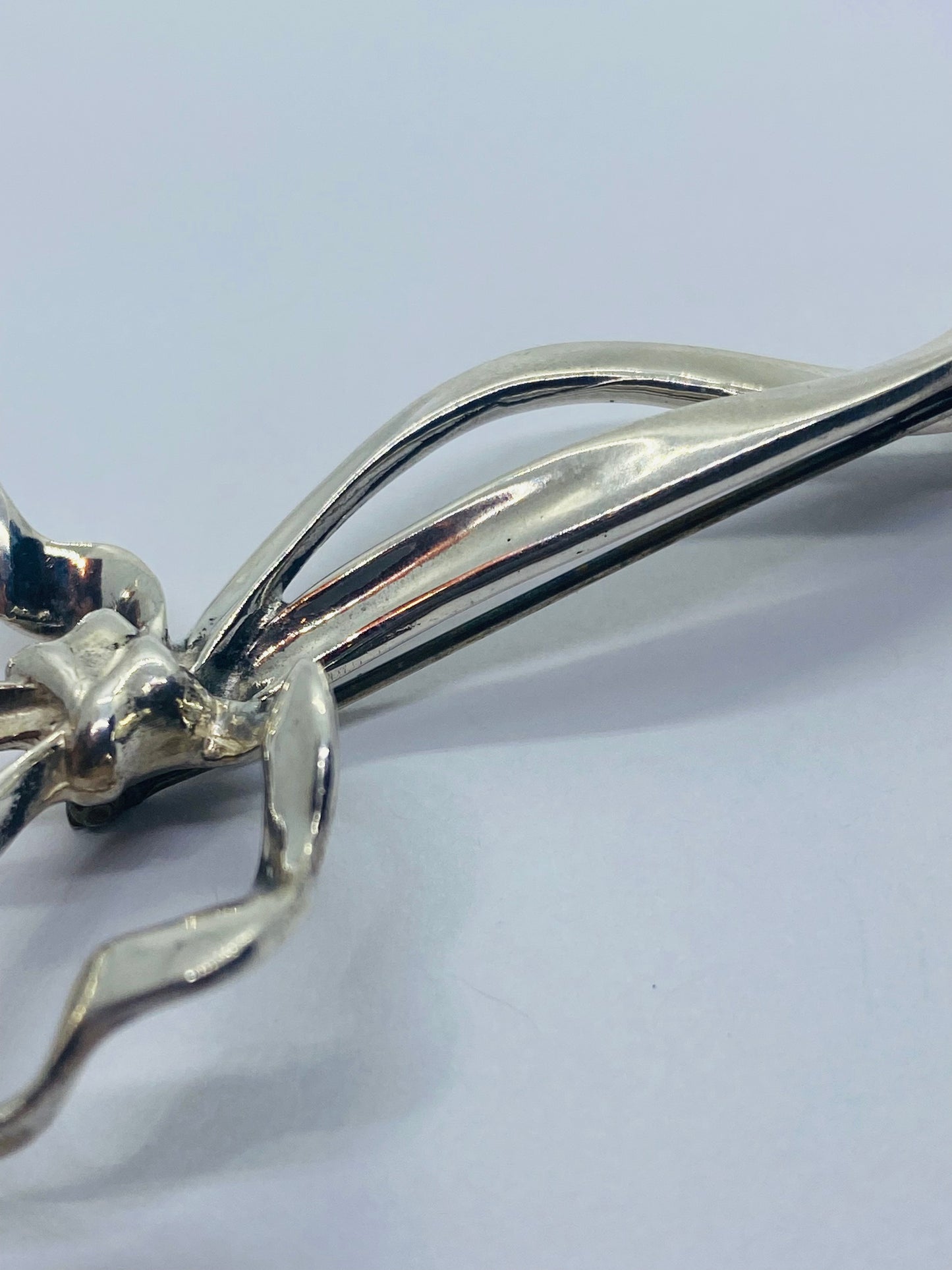 Vintage Tiffany & Co. Bow Ribbon Pin / Brooch Sterling Silver 3 1/2 Tall 16 Gram