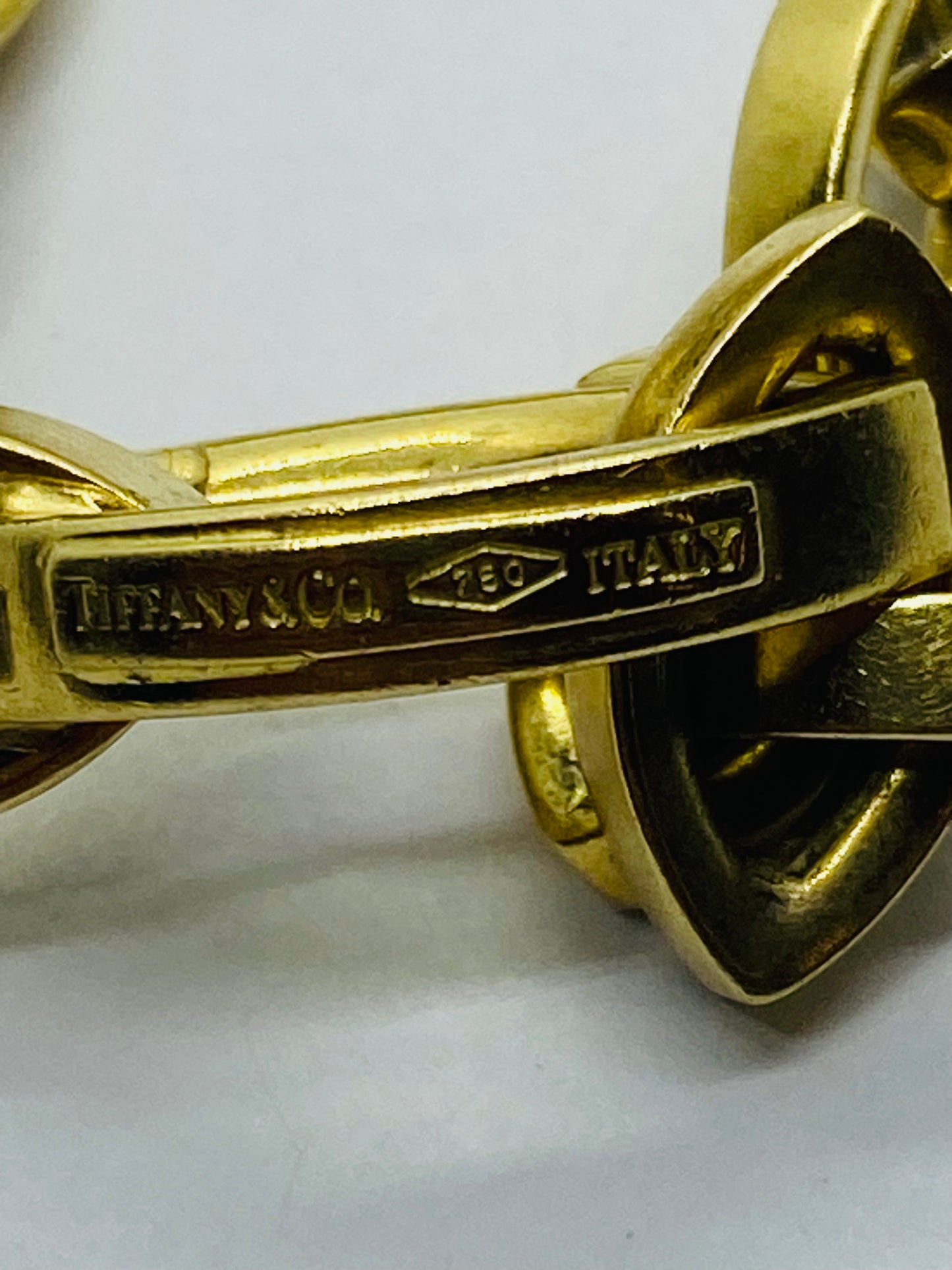 Tiffany & Co Solid 18k Yellow Gold Marquis Oval 7MM Link Bracelet 7.5” Pouch Box