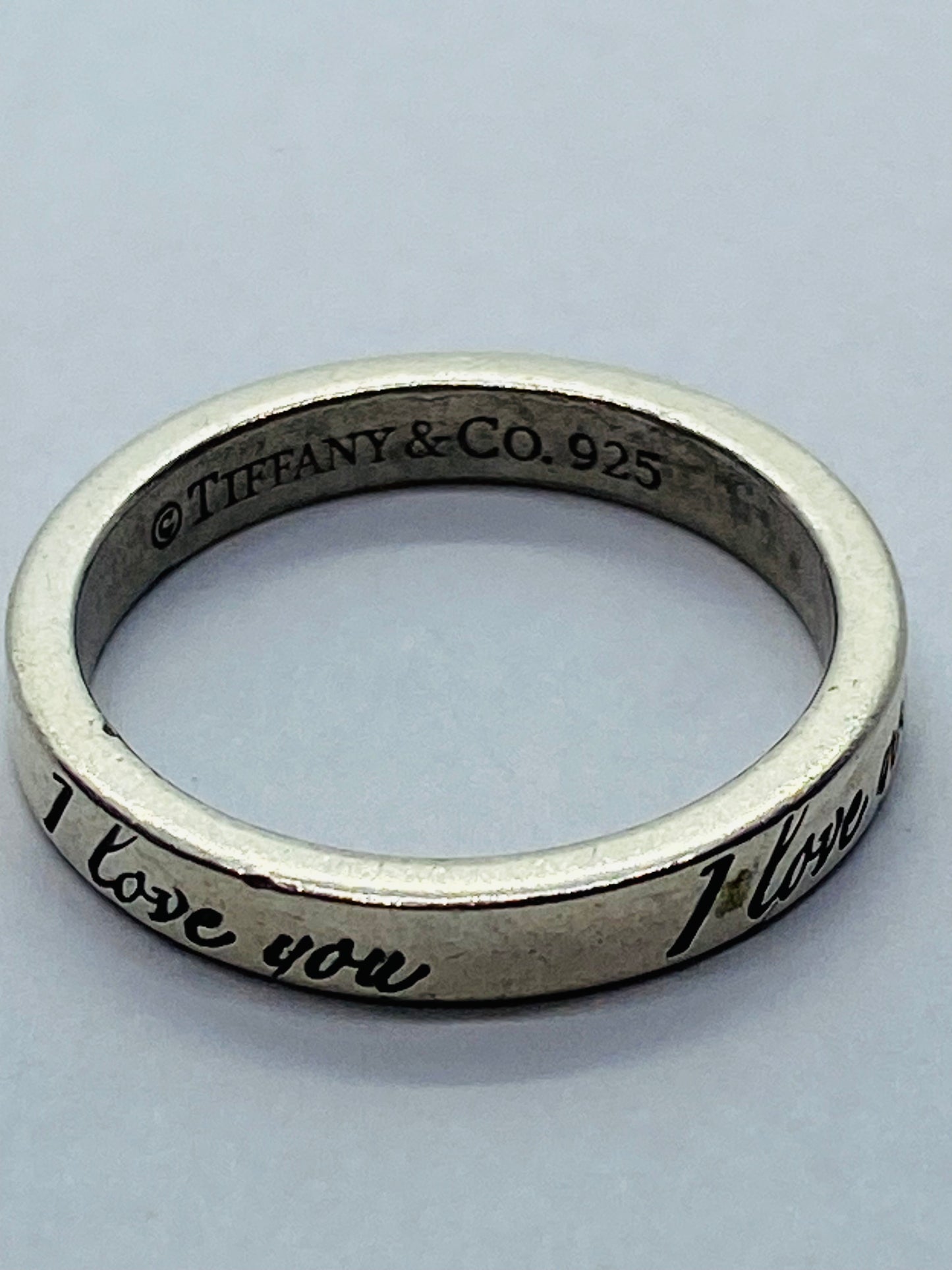 Tiffany & Co. 925 Sterling Silver "I Love You" Eternity Band Ring 4.75