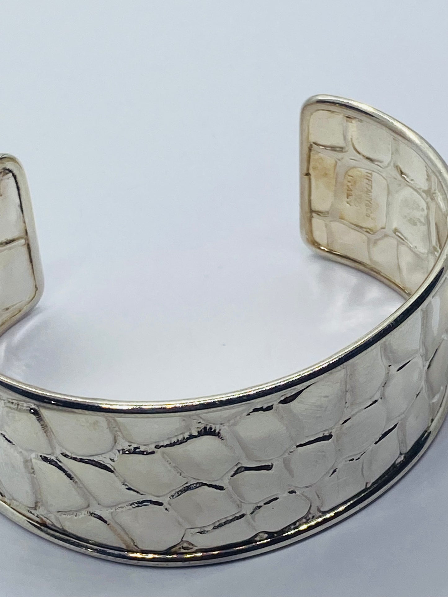 RARE VINTAGE TIFFANY Crocodile Cuff Bracelet 90’s BRACELET Cuff 27MM WIDE BOX
