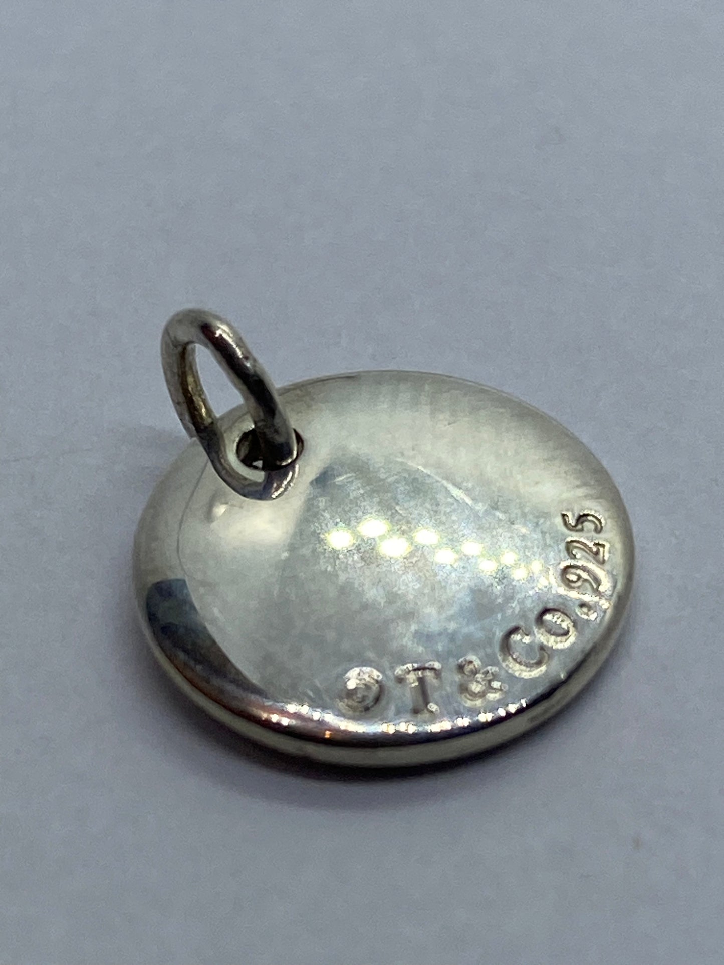 Tiffany Silver Letter K Alphabet Initial Round Circle Notes Charm Pendant