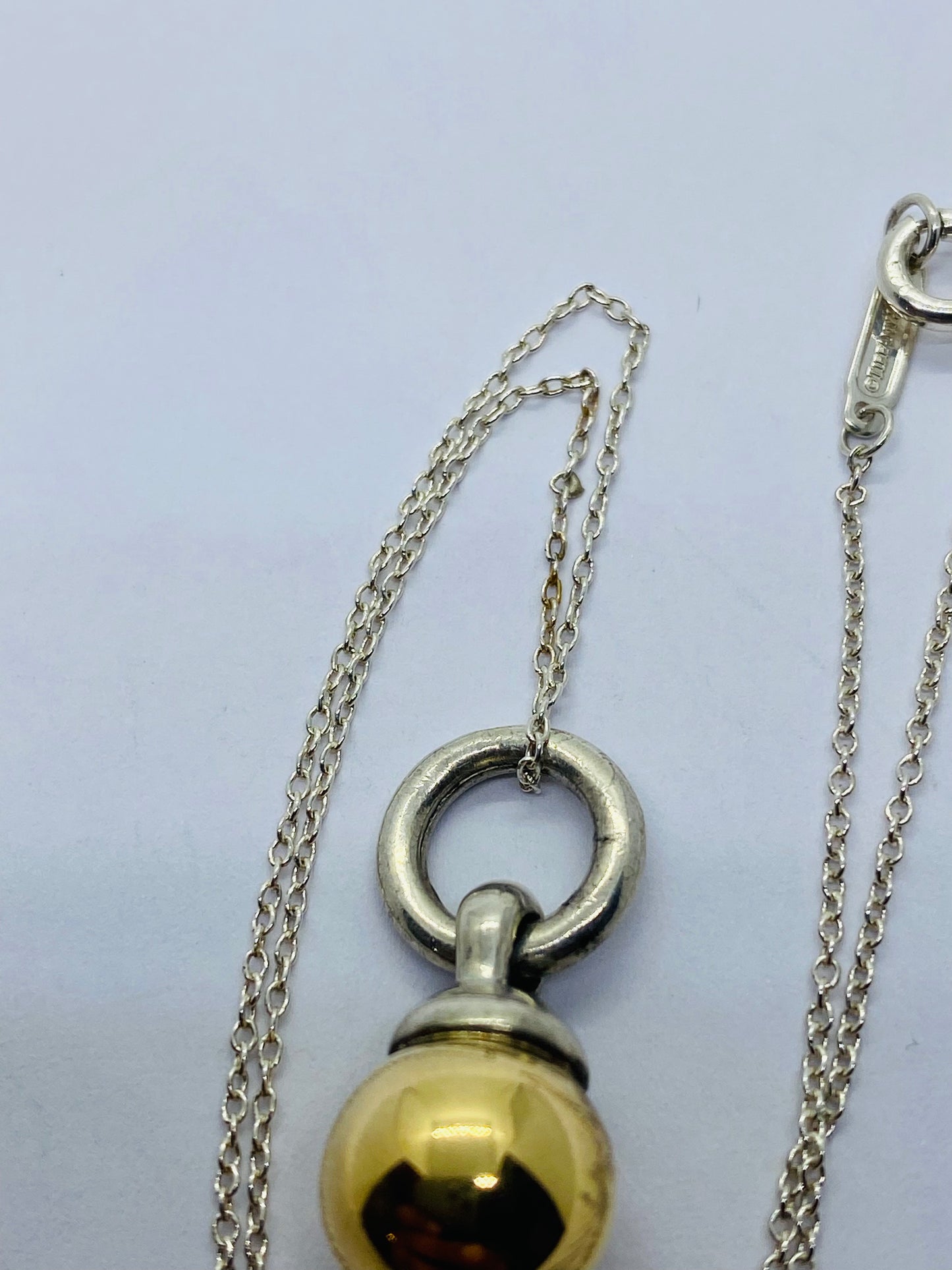 Tiffany & Co Fascination Ball Pendant in Yellow Gold Sterling Silver 15” Chain