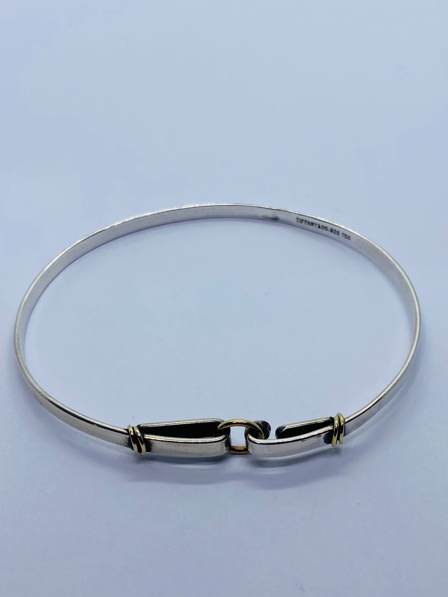 RARE XXL Tiffany & Co. Sterling Silver 18K Yellow Gold Circle Bangle Bracelet