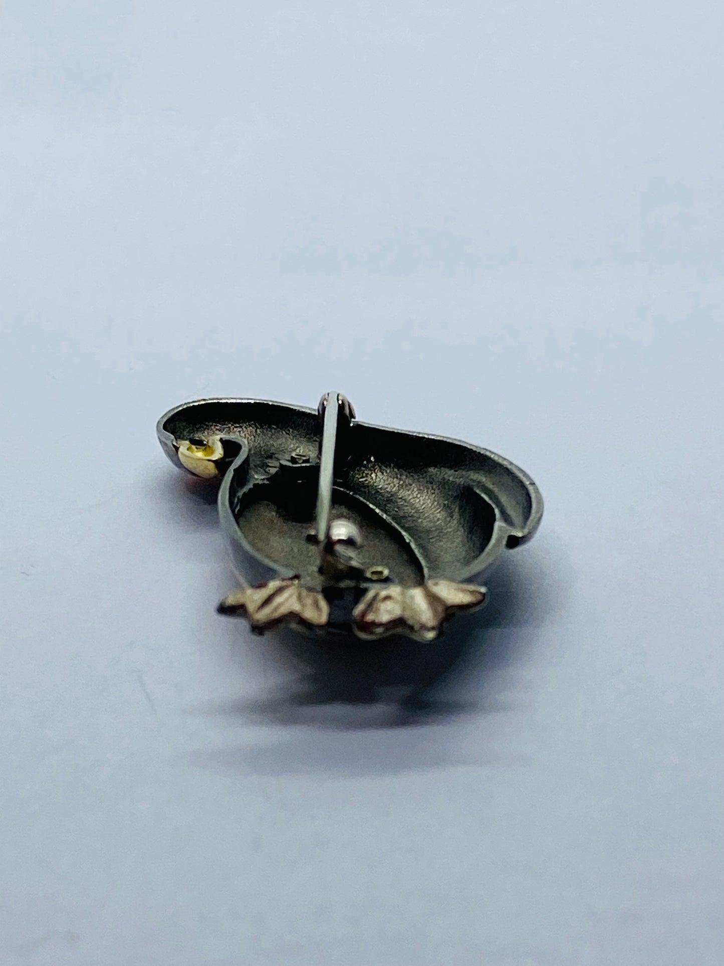 Tiffany & Co Sterling Siler 925 18K 750 Coral Penguin Brooch