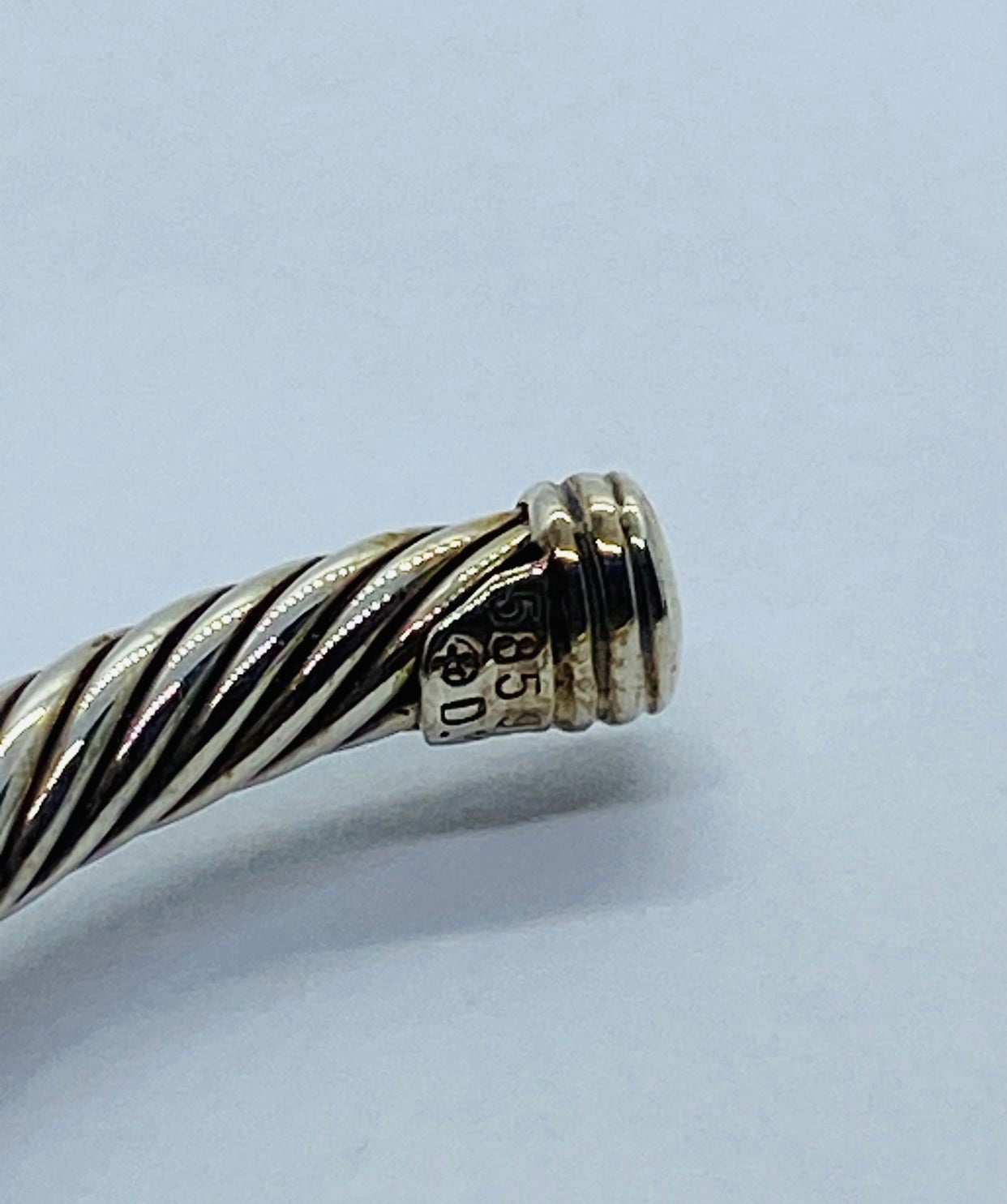 AUTHENTIC DAVID YURMAN SOLID 14K GOLD & STERLING SILVER CABLE BRACELET METRO