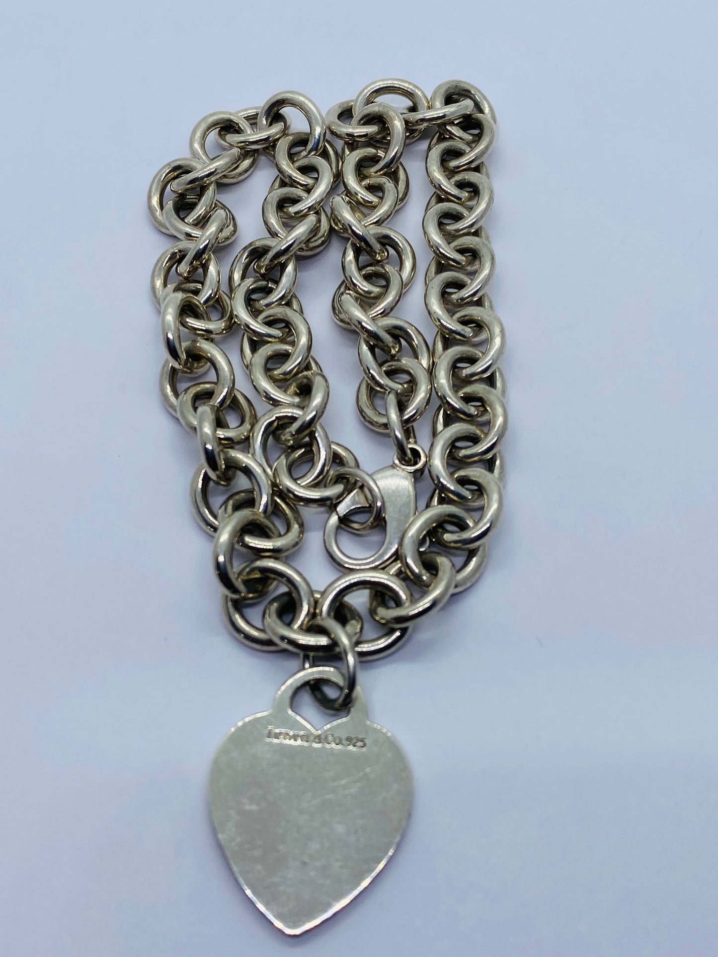 Tiffany & Co Sterling Silver Engravable Blank Heart Tag Necklace Original Box
