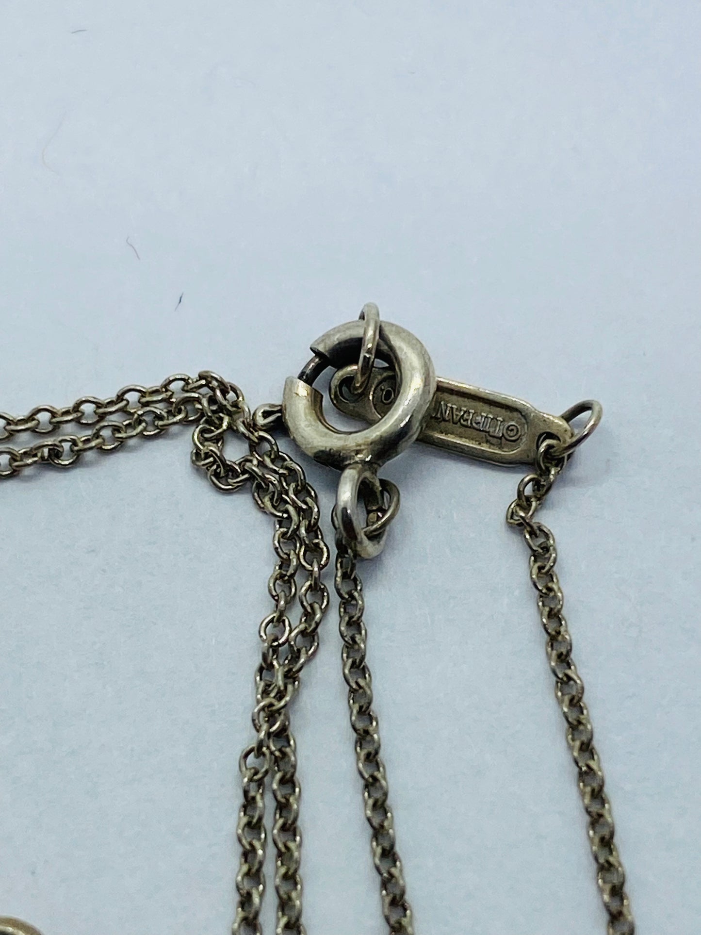 Tiffany & Co. 925 Sterling Silver Blue Enamel Mini Key Heart Necklace 18.25”