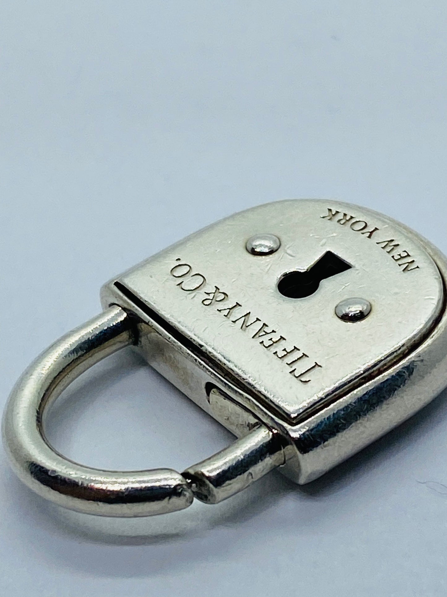 Tiffany Co Sterling Silver Arc Padlock Lock Keyhole Oval Charm Pendant