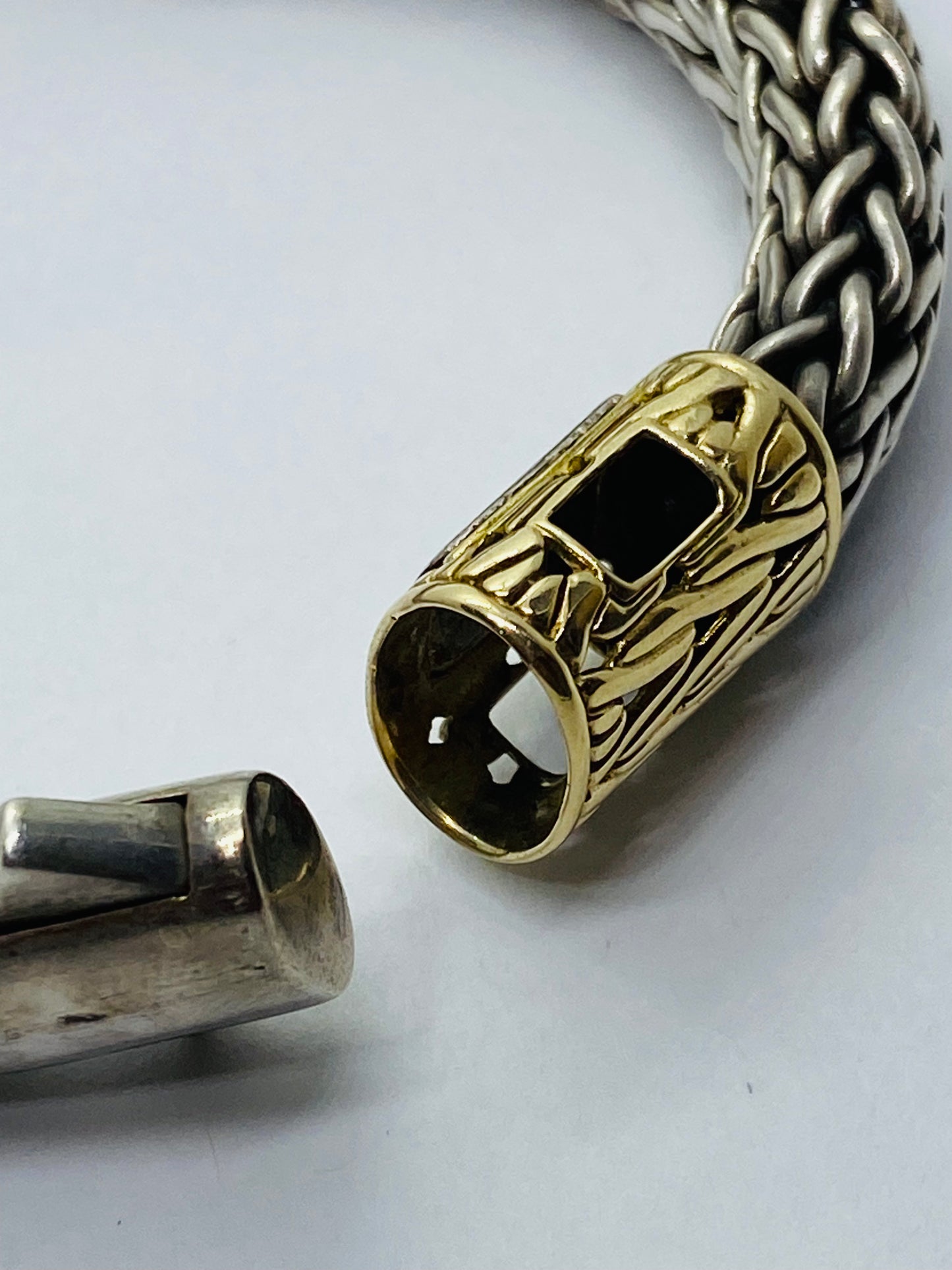 John Hardy 11MM Sterling Silver 18k Gold Wheat Chain Bracelet 7.5” 70.8 Grams