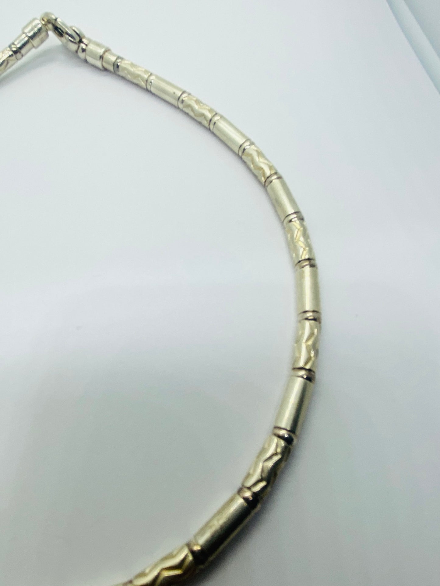 Vintage Tiffany & Co. Sterling Silver Aztec Etched Zigzag Necklace Germany 16"