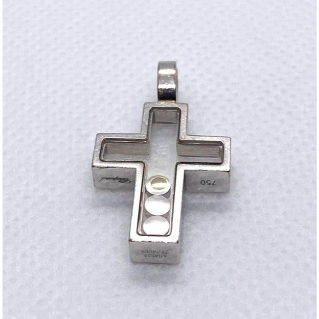 Chopard Happy Diamonds 18K 750 White Gold Cross Pendant Charm
